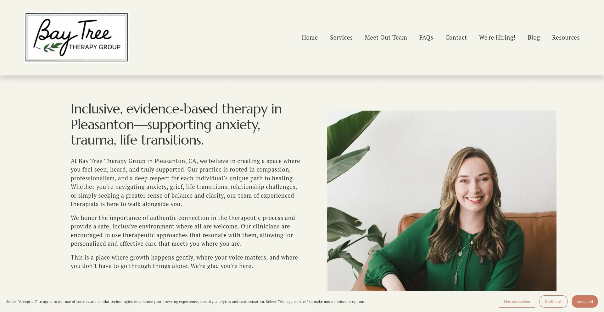 Website screenshot of Baytreetherapygroup.com