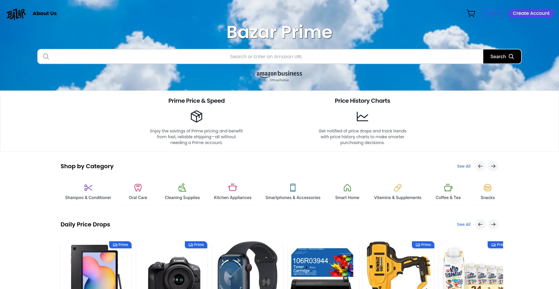 Website screenshot of Bazar.earth
