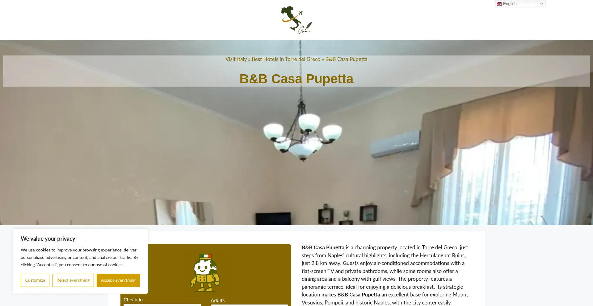 Website screenshot of Bb-casa-pupetta.dreaminginrome.com