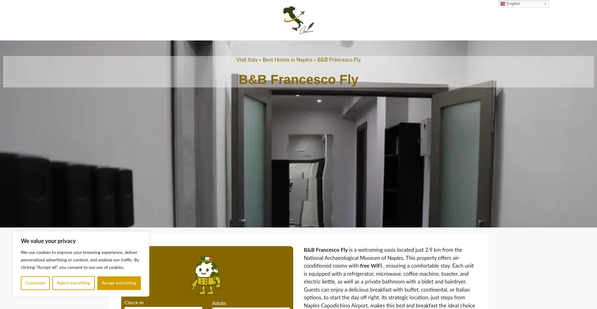 Website screenshot of Bb-francesco-fly.dreaminginrome.com