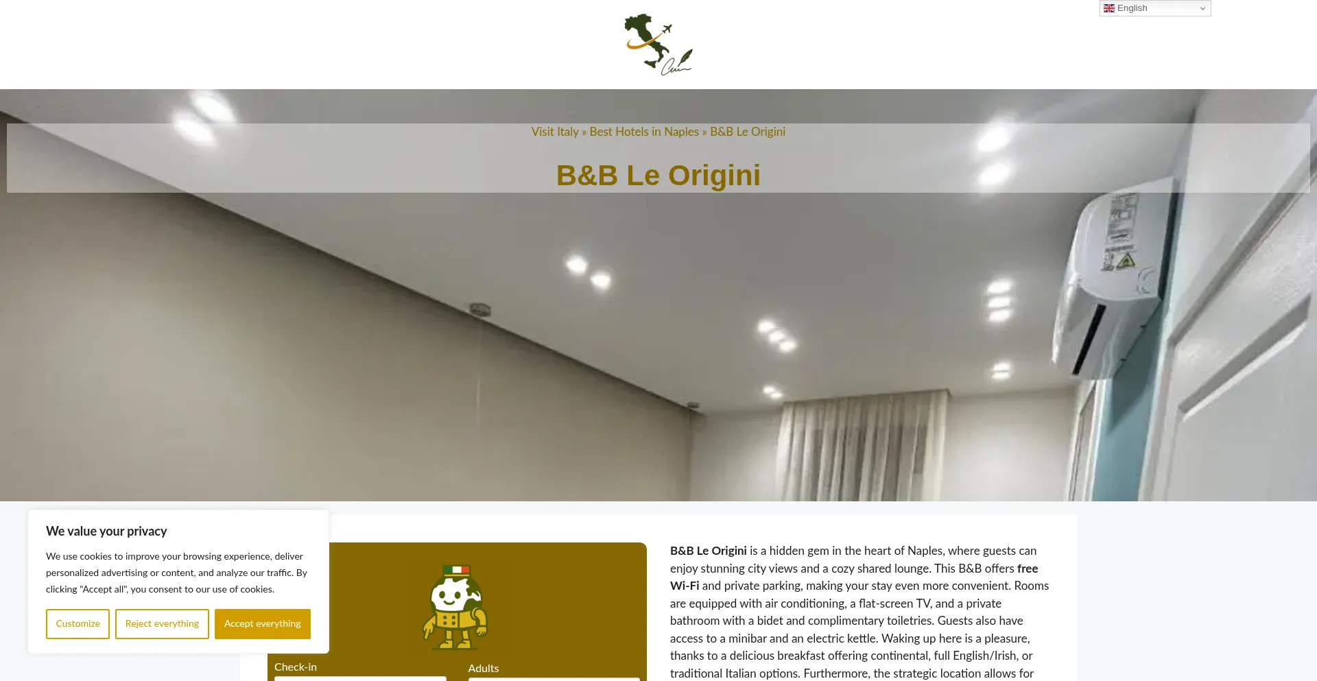 Website screenshot of Bb-le-origini.dreaminginrome.com