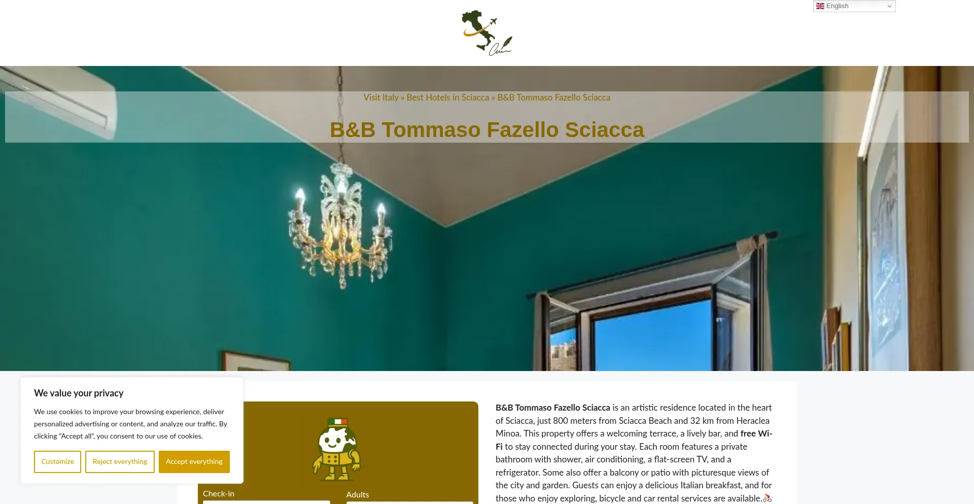 Website screenshot of Bb-tommaso-fazello-sciacca.dreaminginrome.com