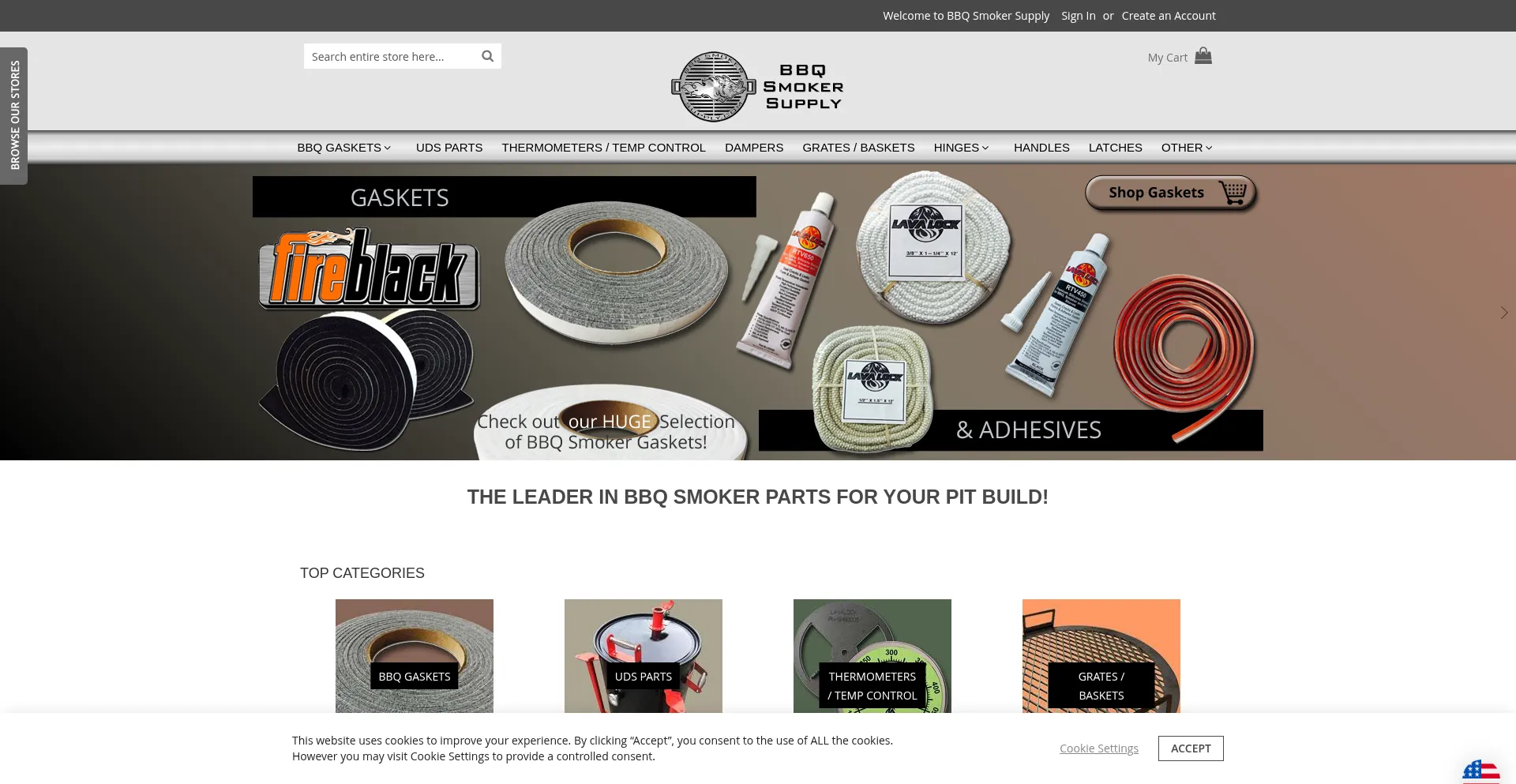 Website screenshot of Bbqsmokersupply.com