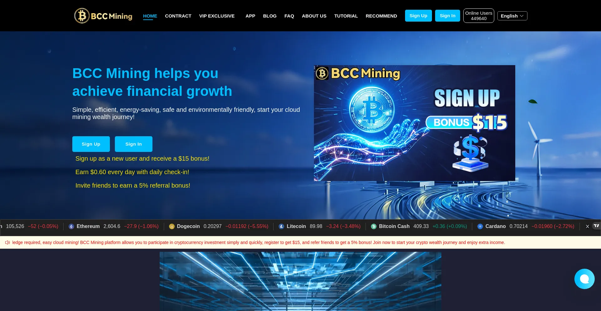 Website screenshot of Bccmining.com