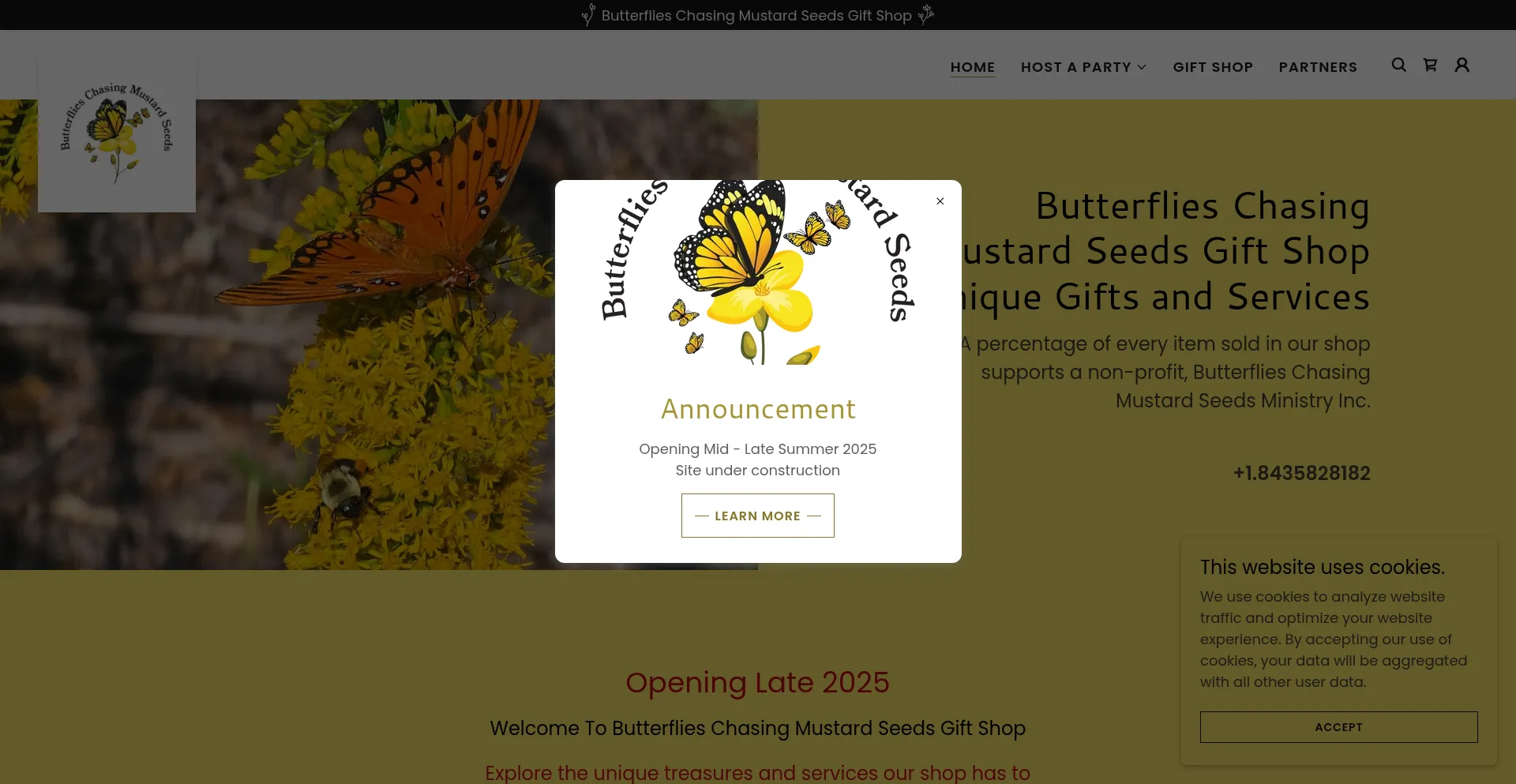 Website screenshot of Bcmsgiftshop.com