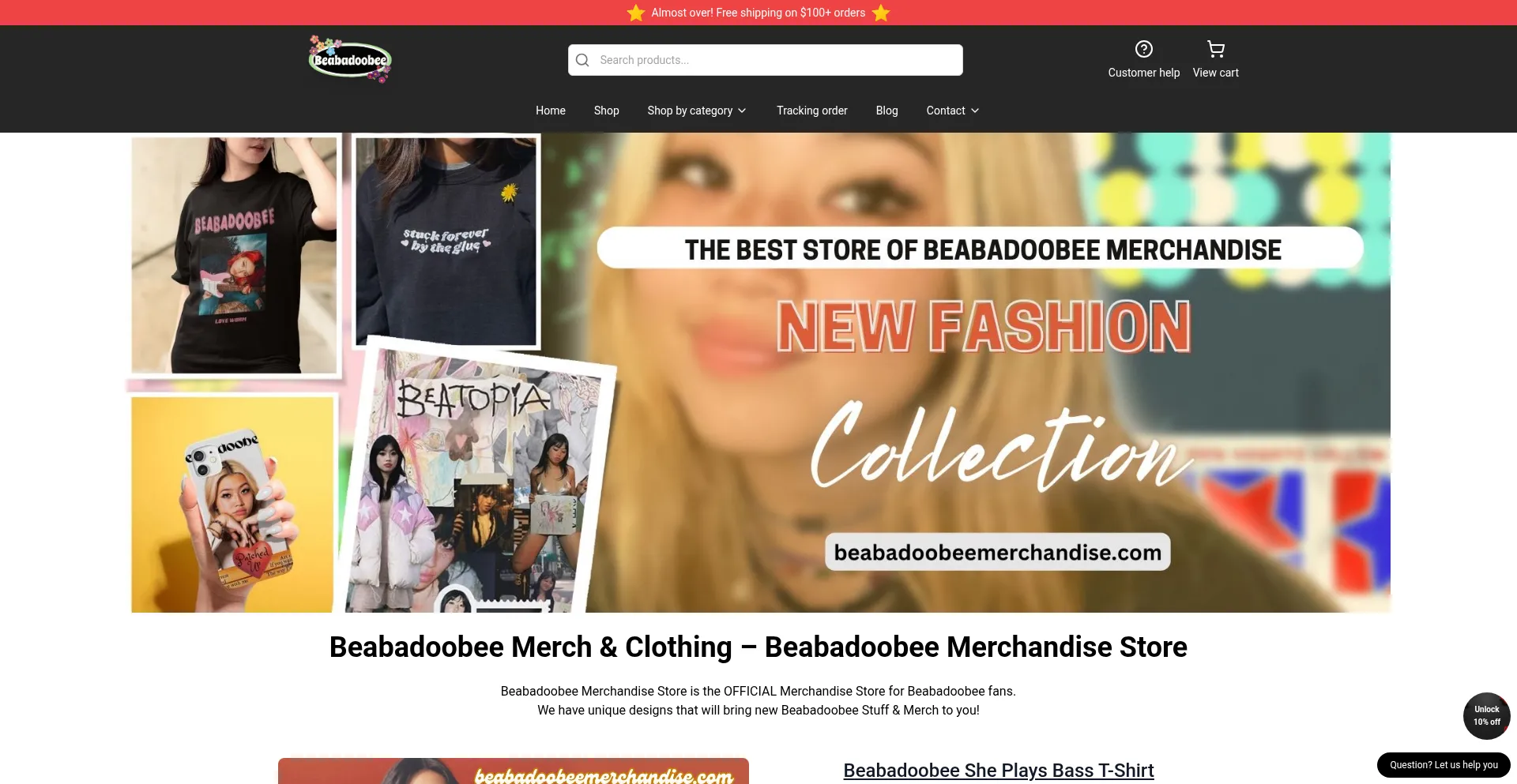 Website screenshot of Beabadoobeemerchandise.com