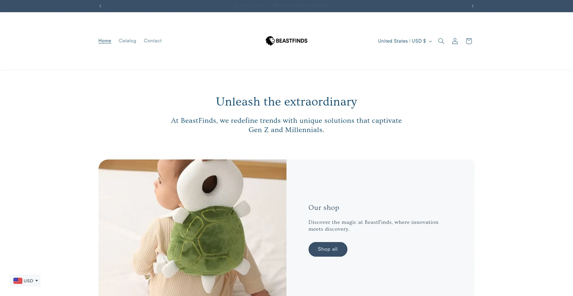 Website screenshot of Beastfinds.com
