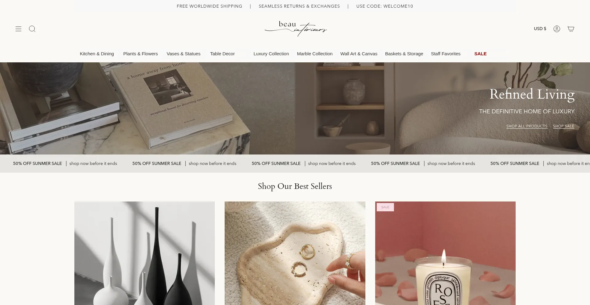 Website screenshot of Beauhomeinterieurs.com