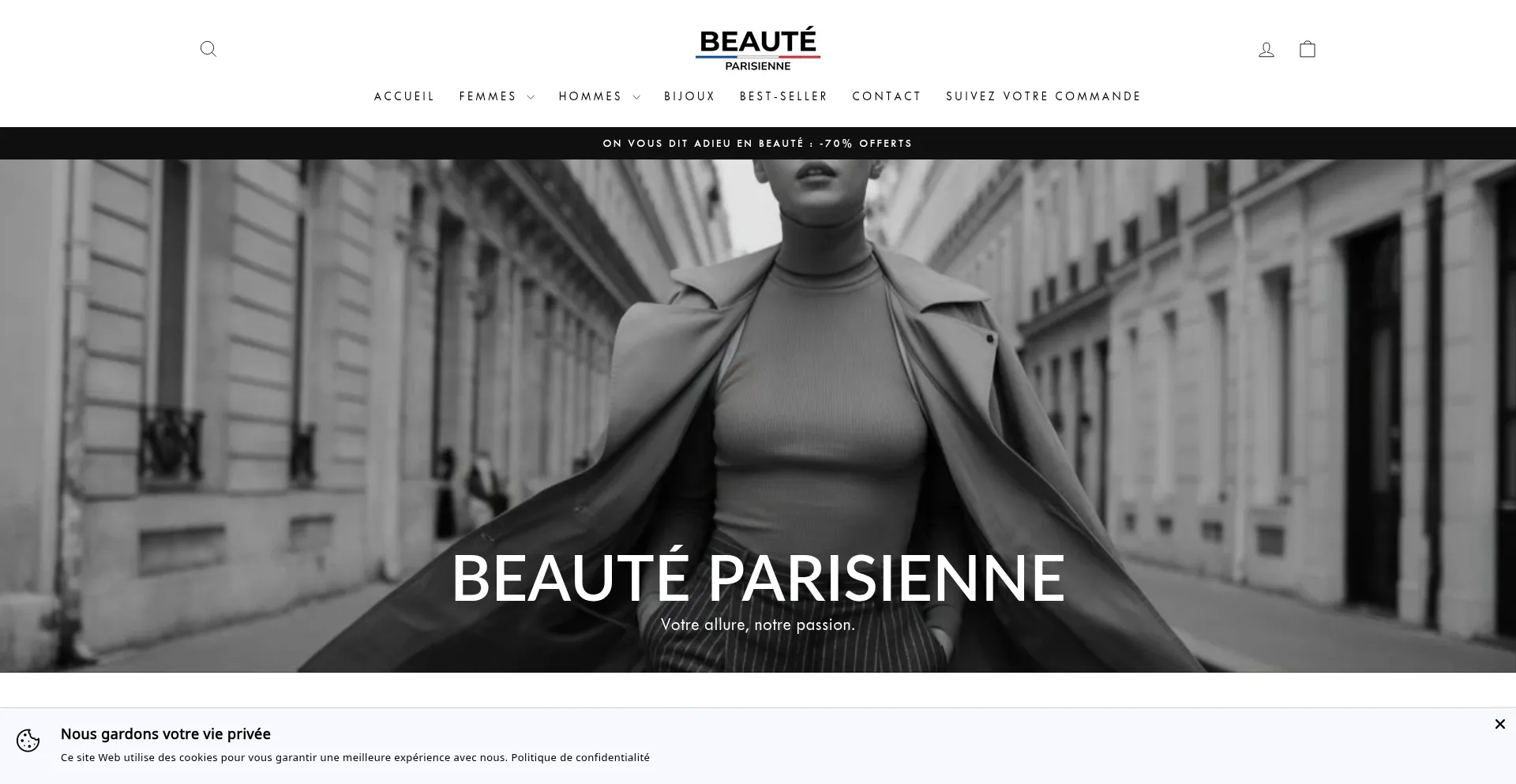 Website screenshot of Beaute-parisienne.com