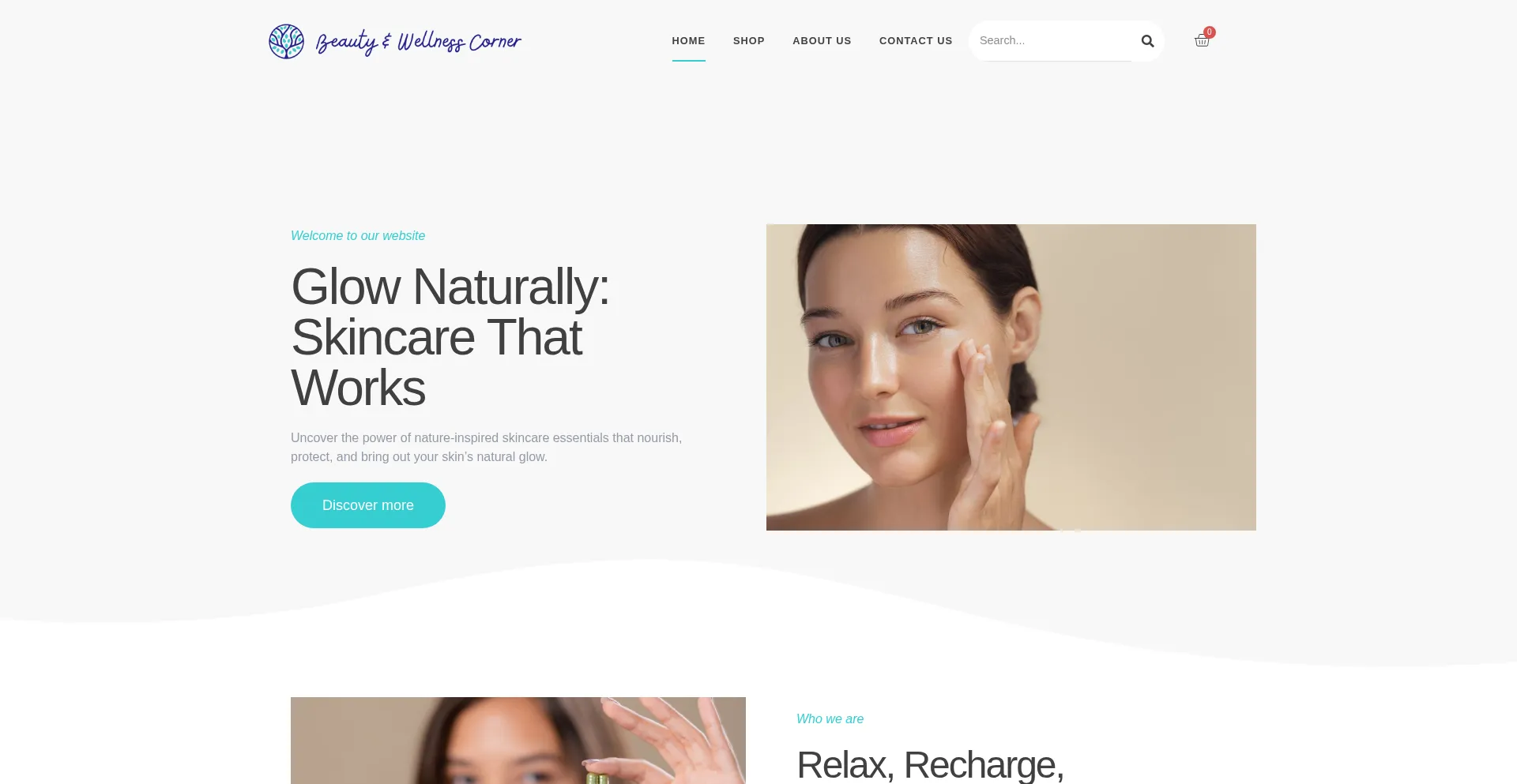 Website screenshot of Beautyandwellnesscorner.com