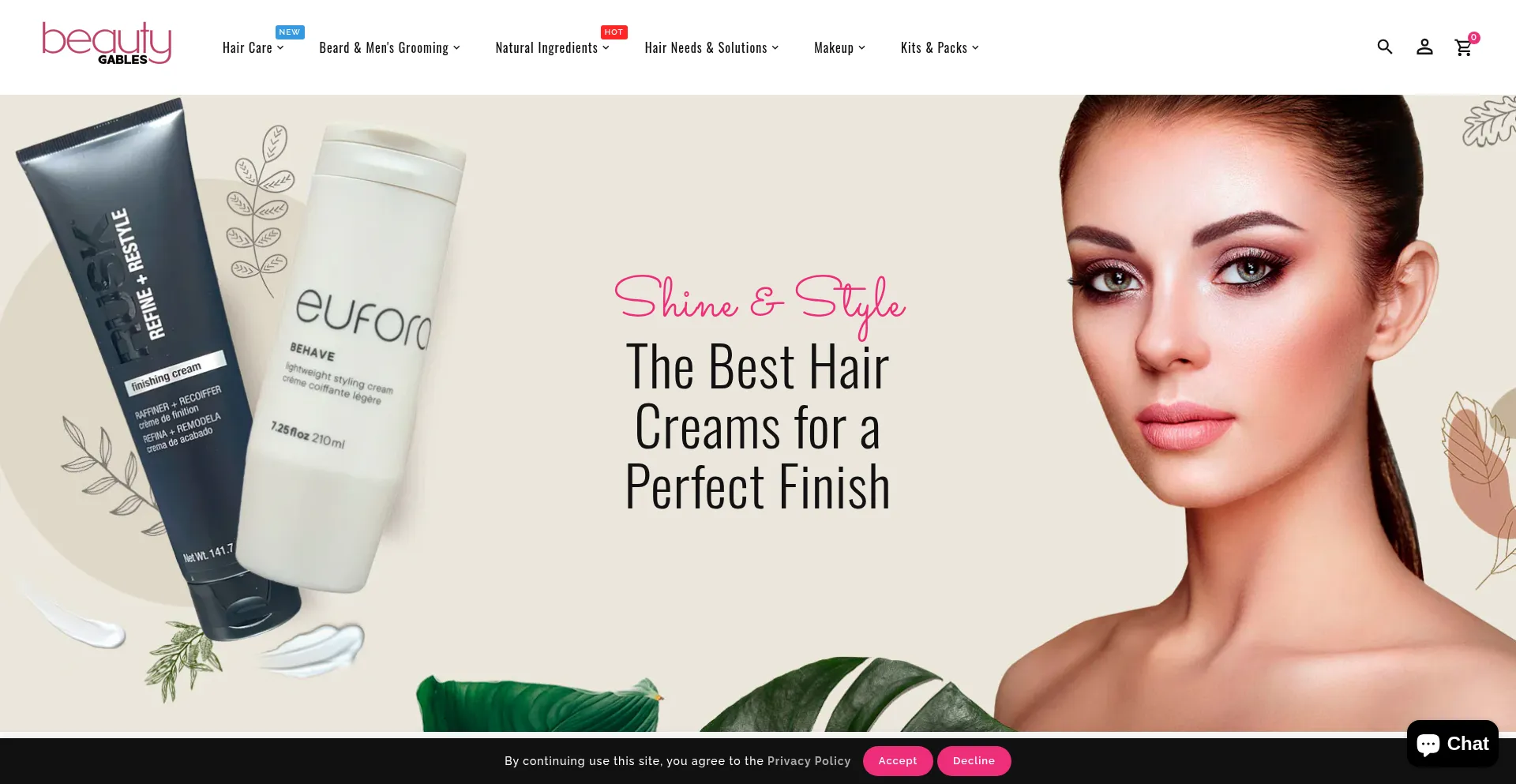 Website screenshot of Beautygables.com