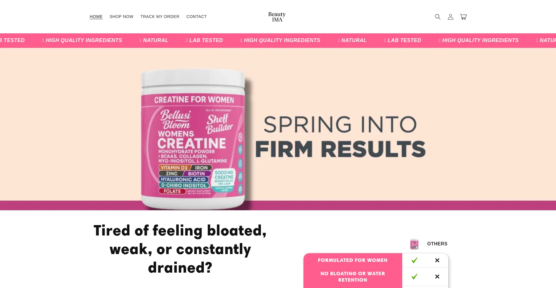 Website screenshot of Beautyima.com