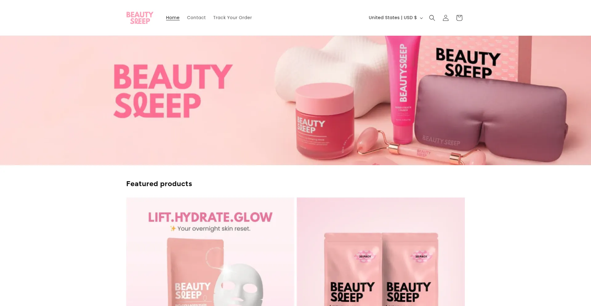 Website screenshot of Beautysleepclub.com