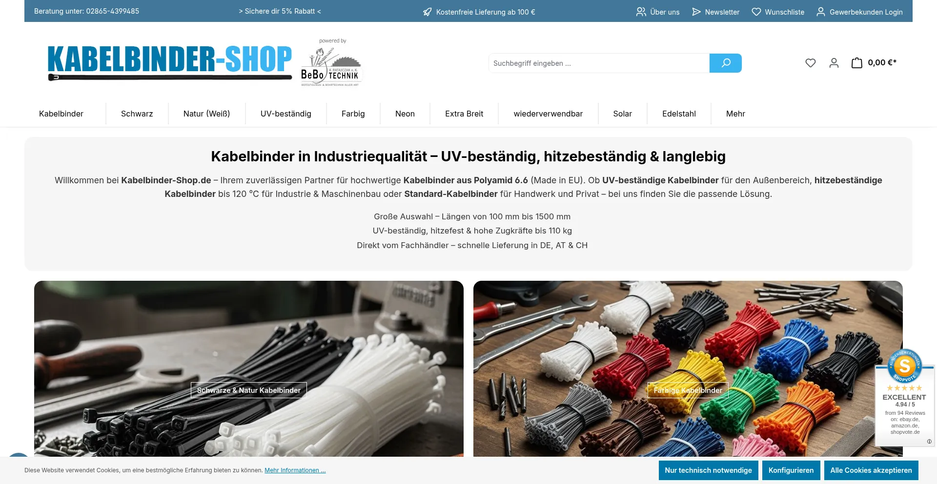 Website screenshot of Bebo-technik.de