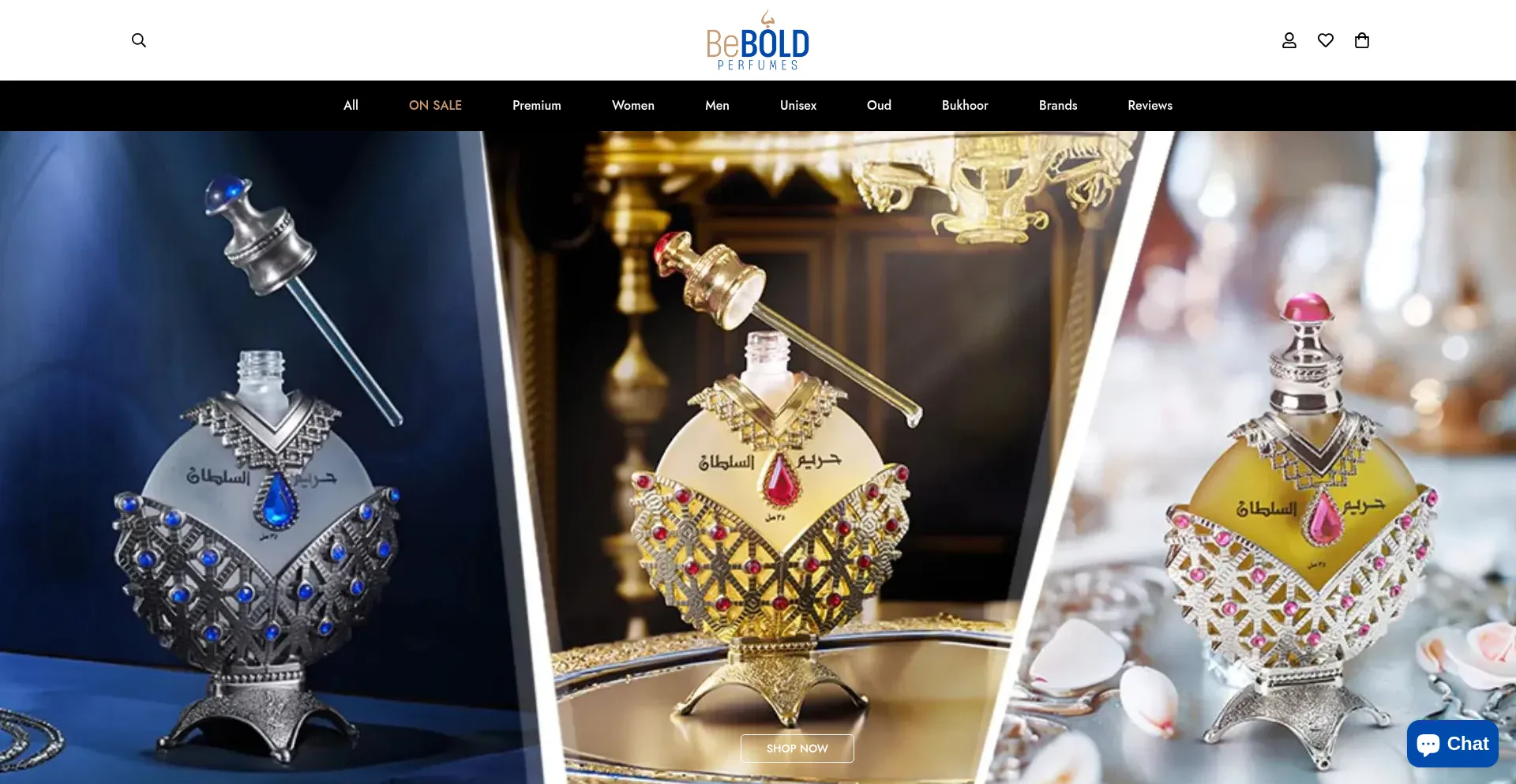 Website screenshot of Beboldperfumes.com