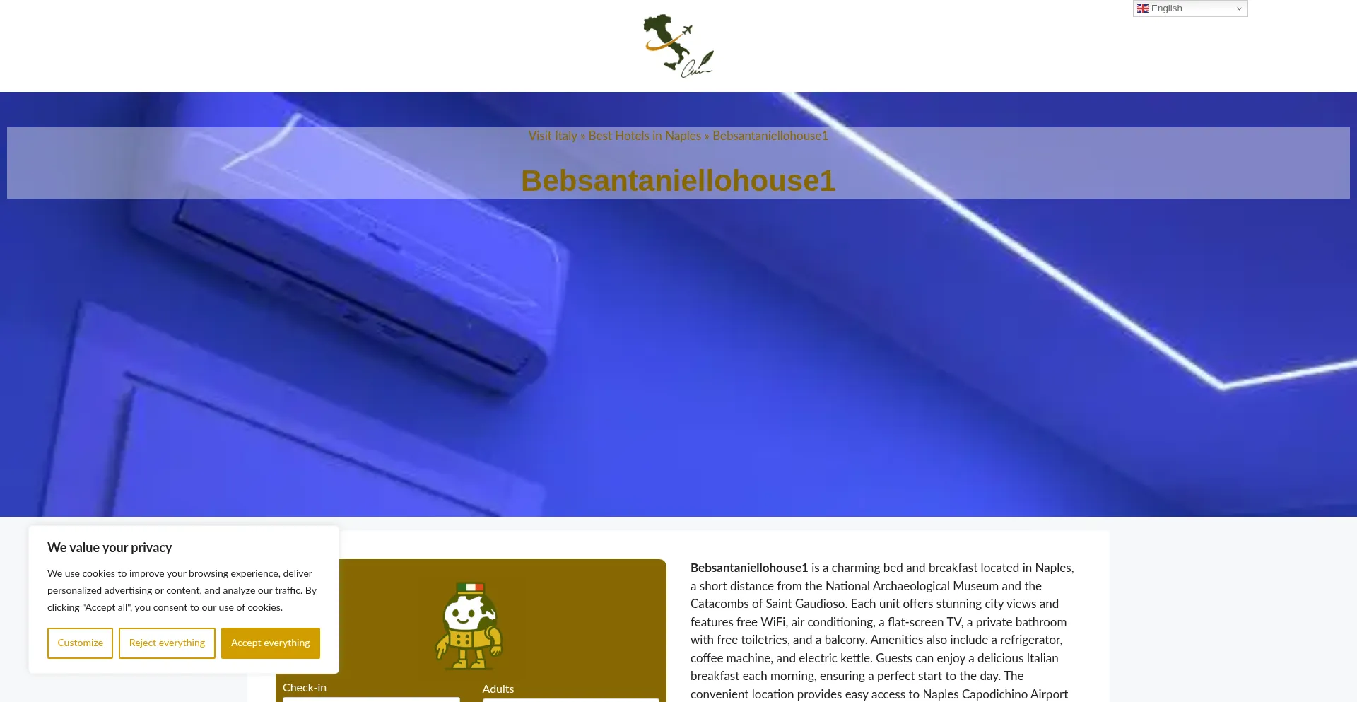 Website screenshot of Bebsantaniellohouse1.dreaminginrome.com