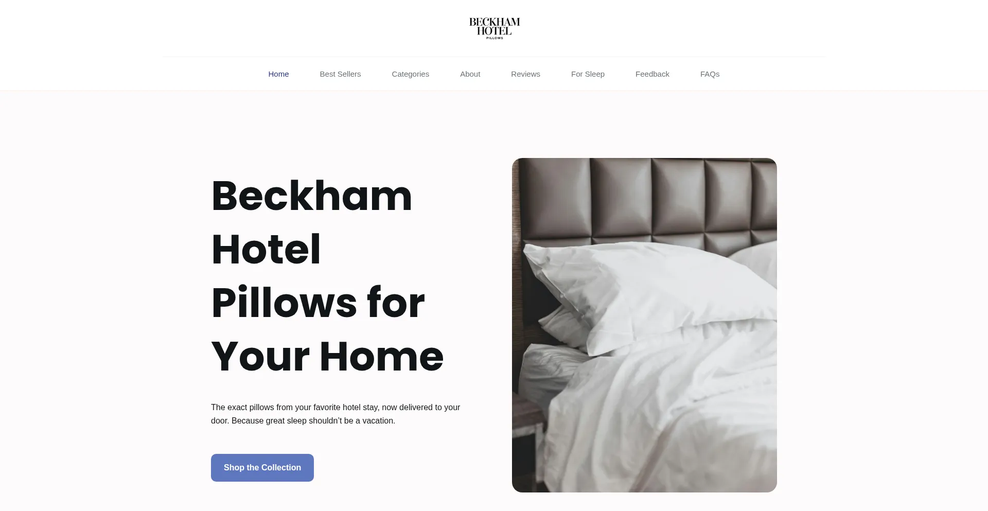 Website screenshot of Beckham-pillows.com
