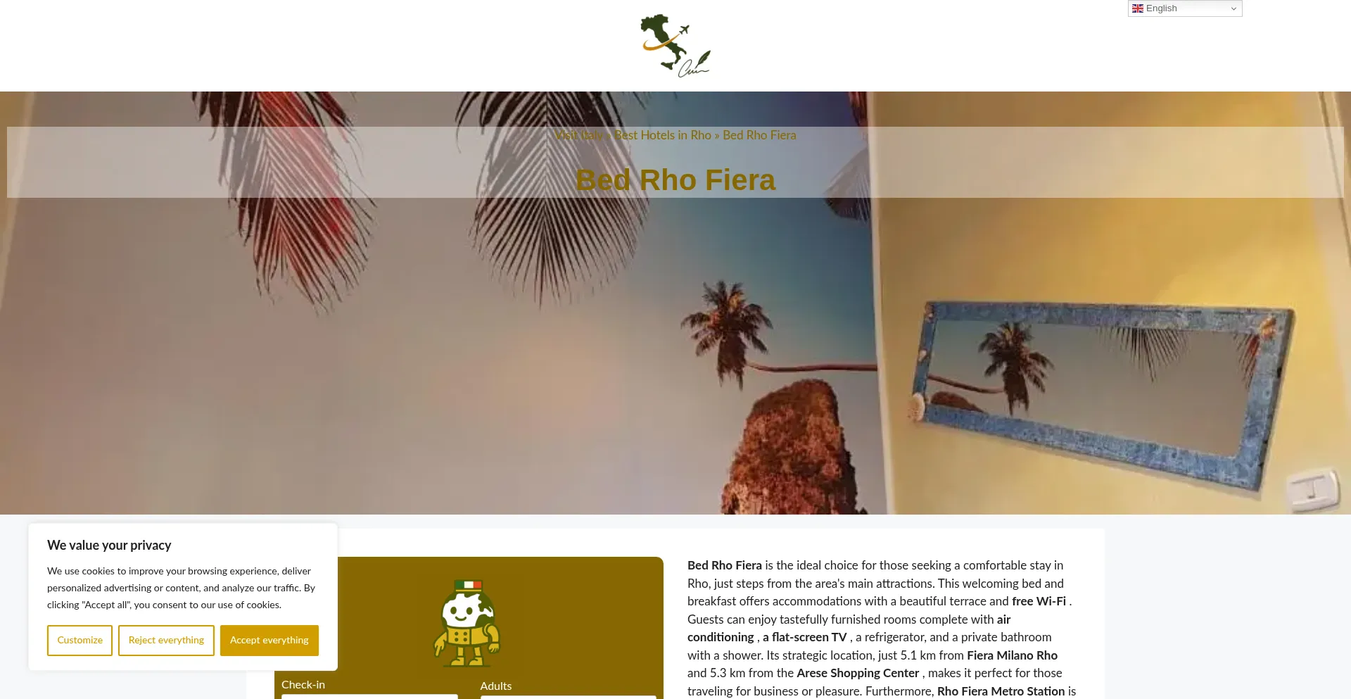 Website screenshot of Bed-rho-fiera.dreaminginrome.com