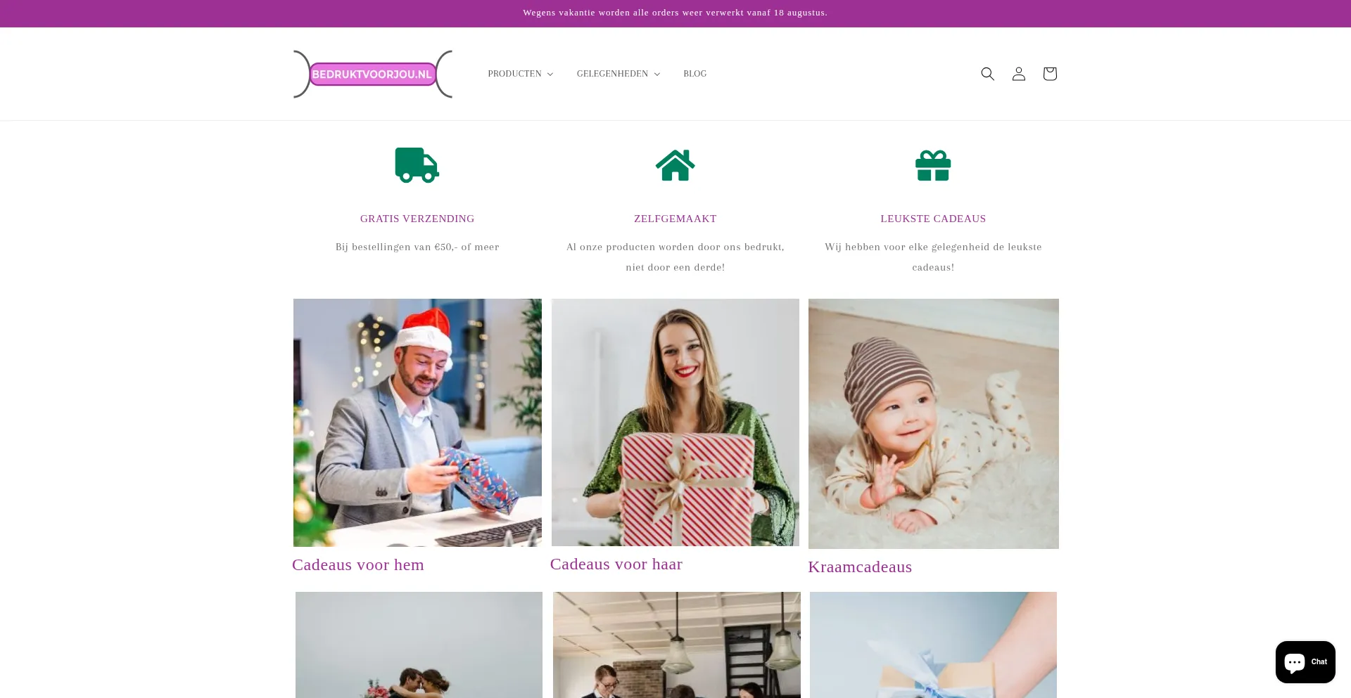 Website screenshot of Bedruktvoorjou.nl