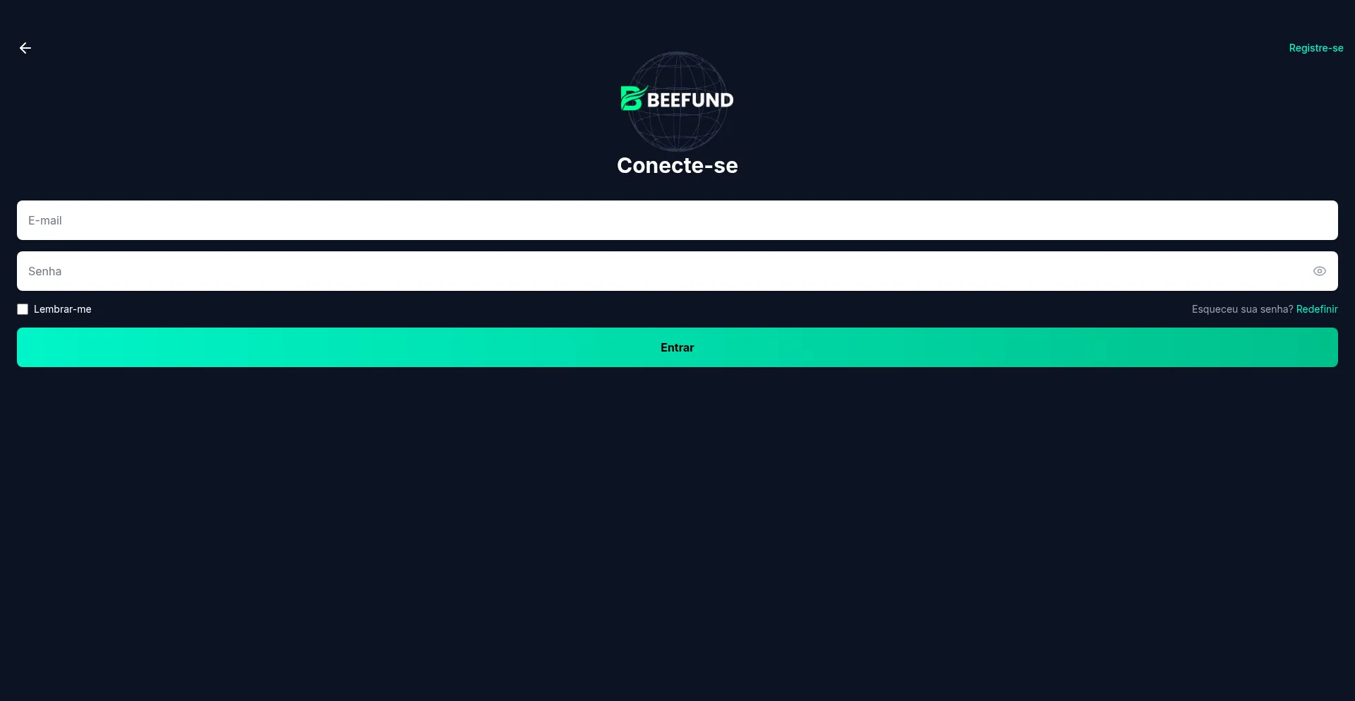 Website screenshot of Beefund.exchange