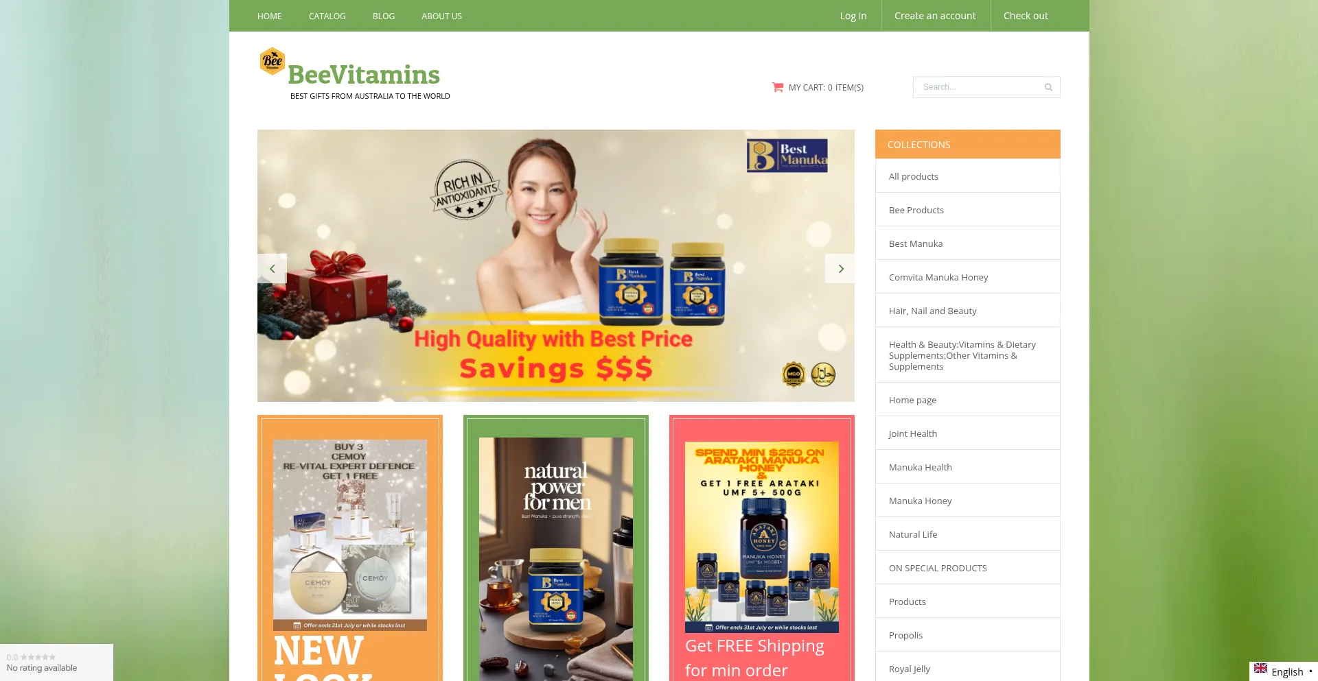 Website screenshot of Beevitamins.com.au