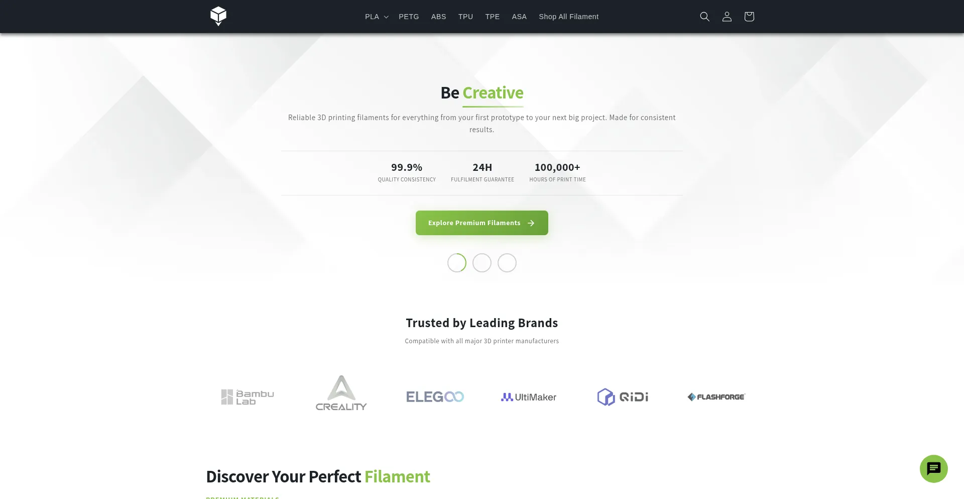 Website screenshot of Befilament.com.au