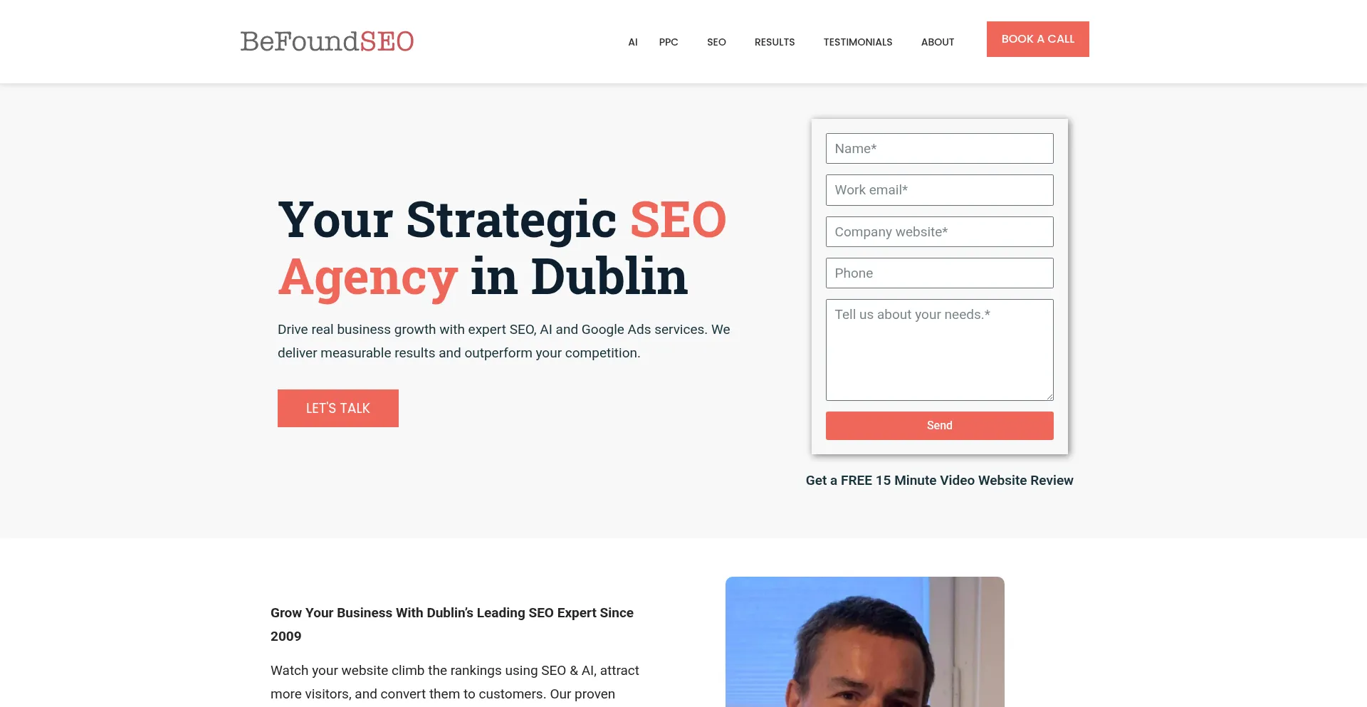 Website screenshot of Befound.ie