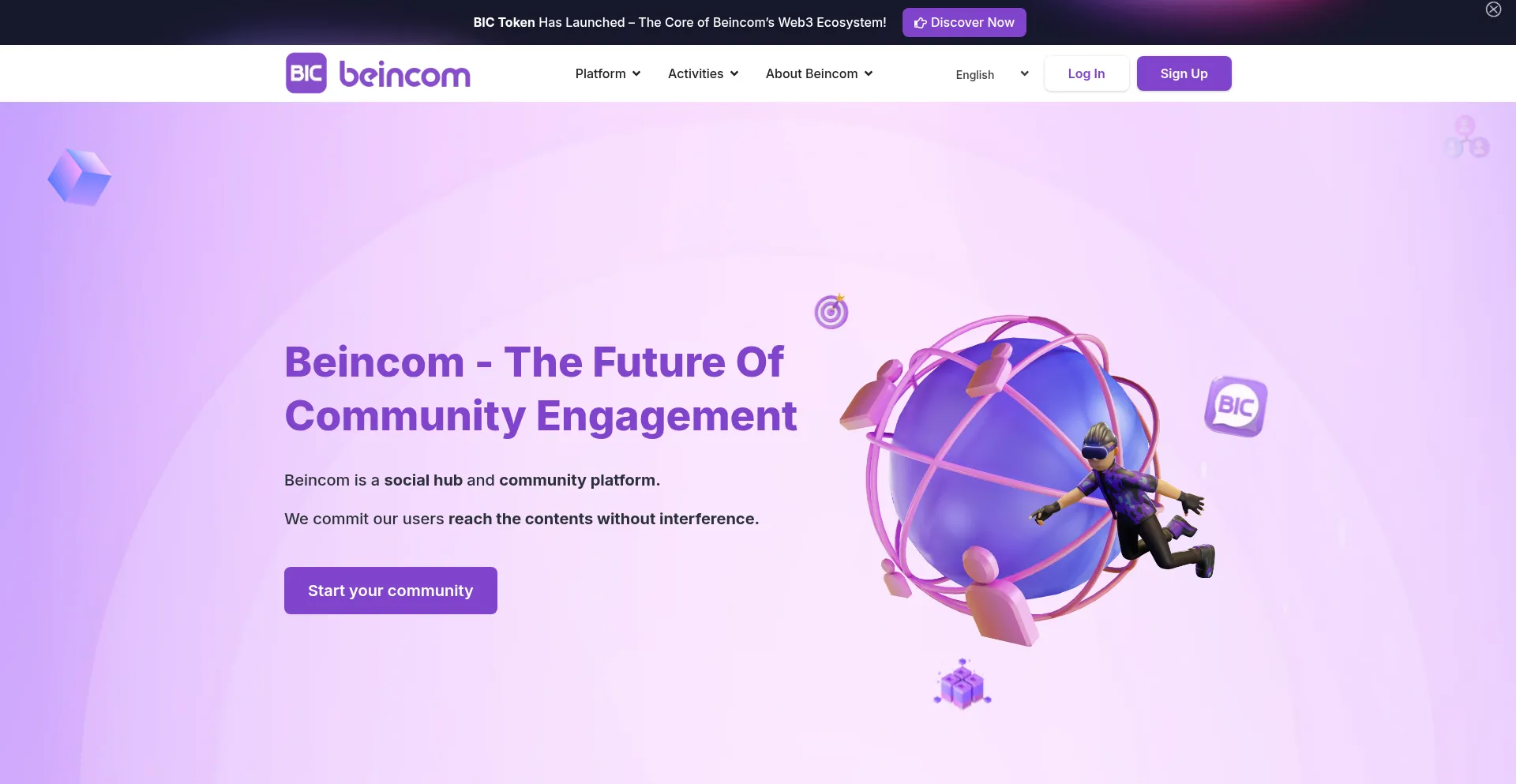 Website screenshot of Beincom.com