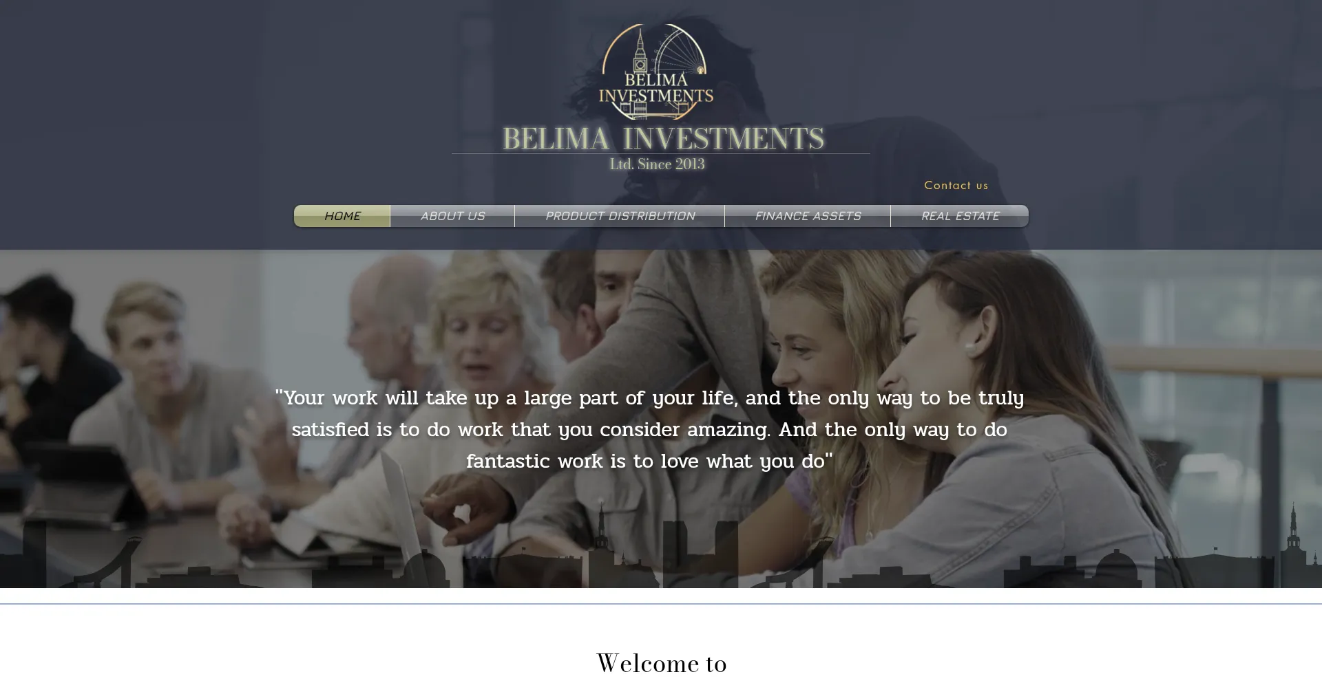 Website screenshot of Belima-investments.com