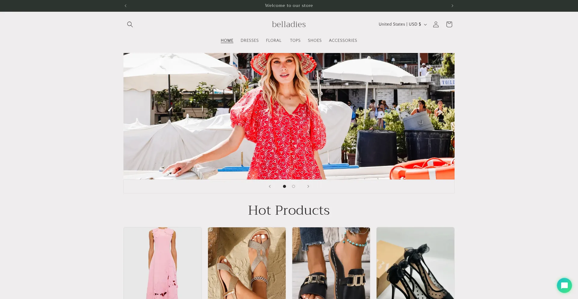 Website screenshot of Belladies.com