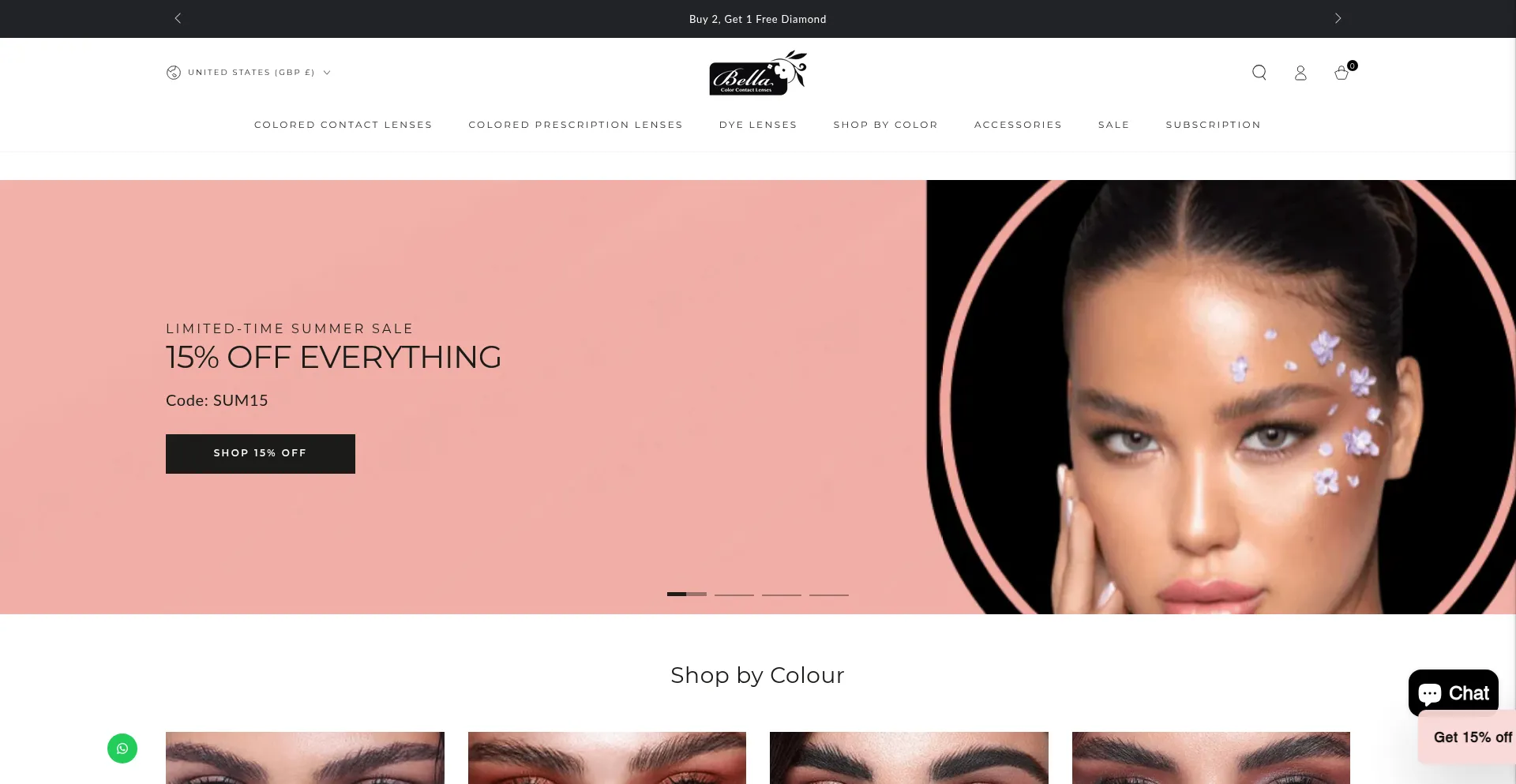 Website screenshot of Bellalense.com