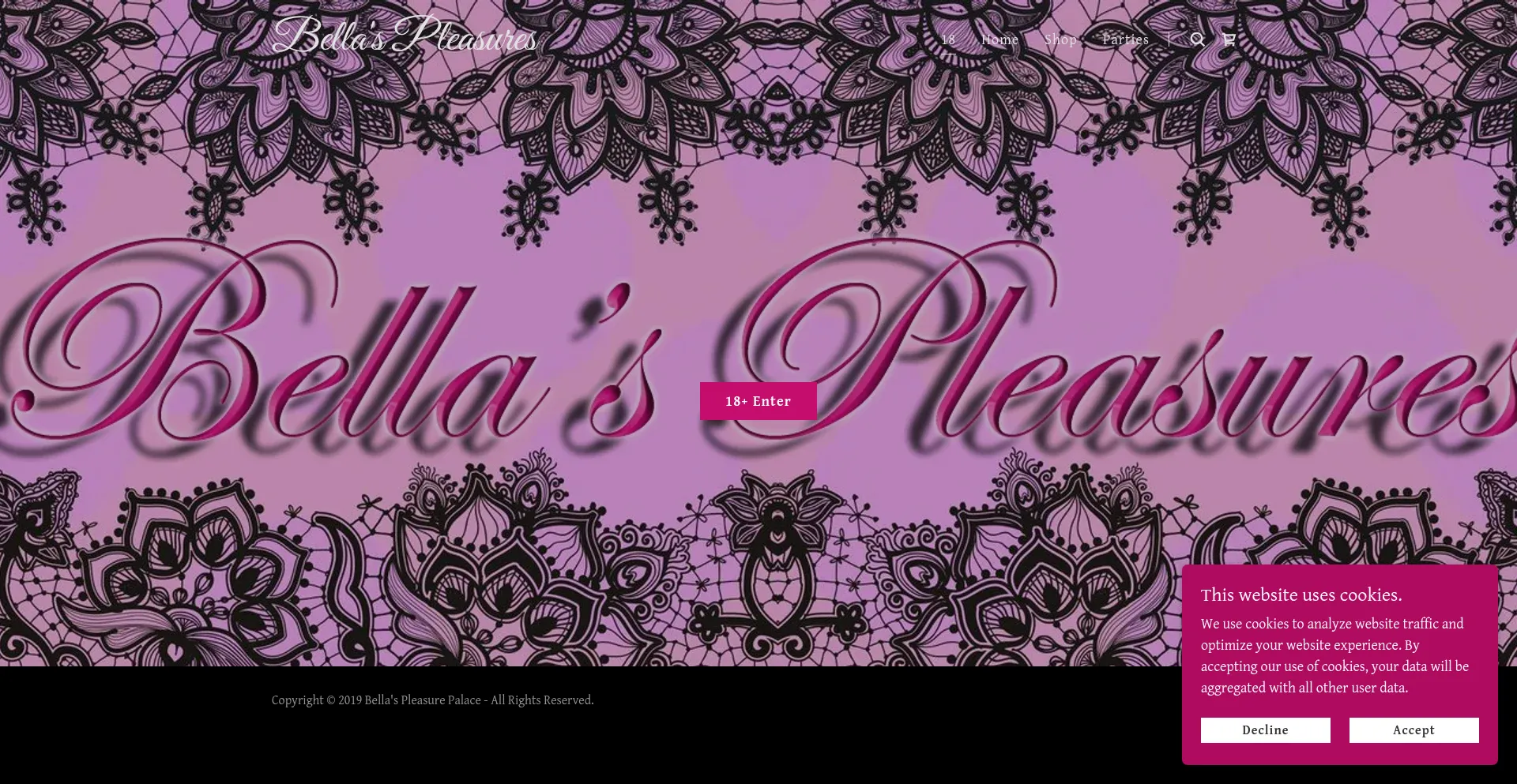 Website screenshot of Bellaspleasures.com