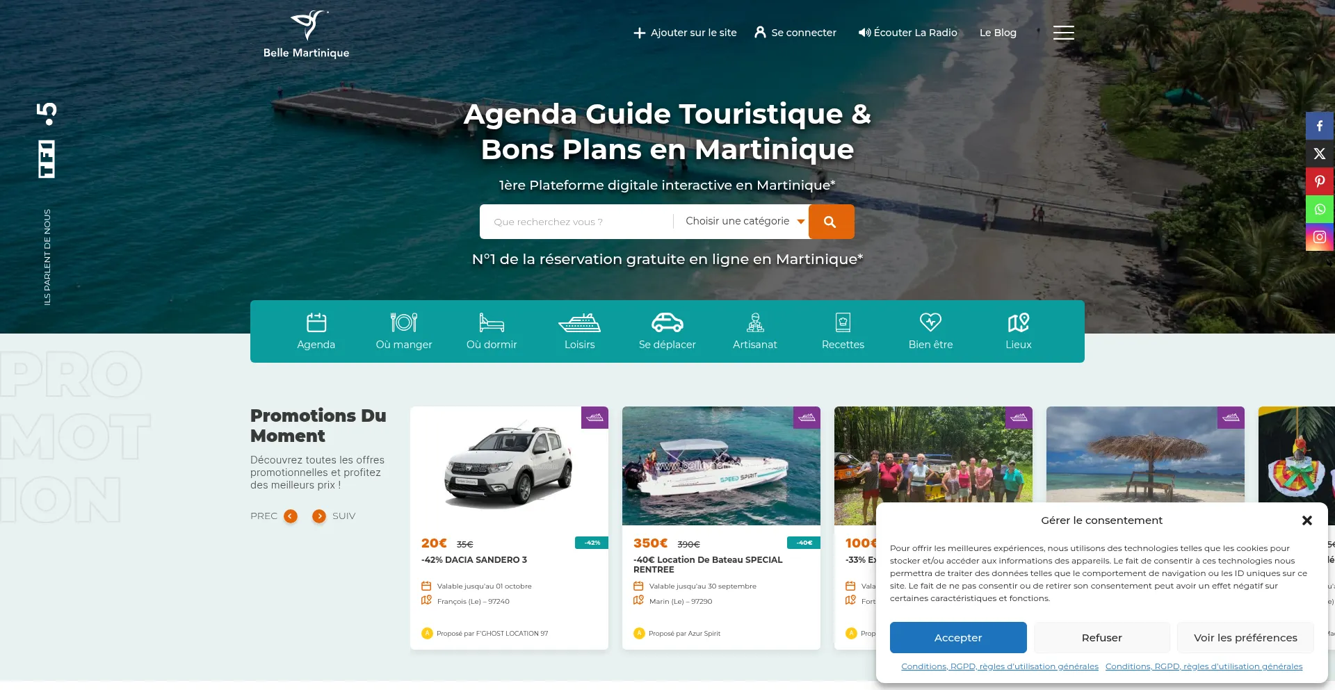Website screenshot of Bellemartinique.com