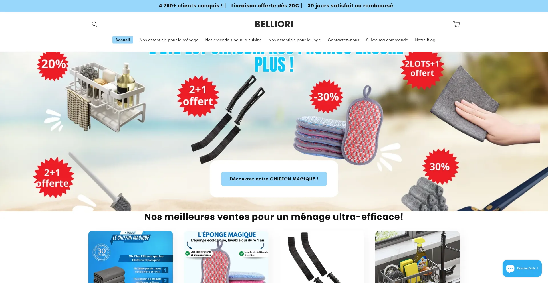 Website screenshot of Belliori.com