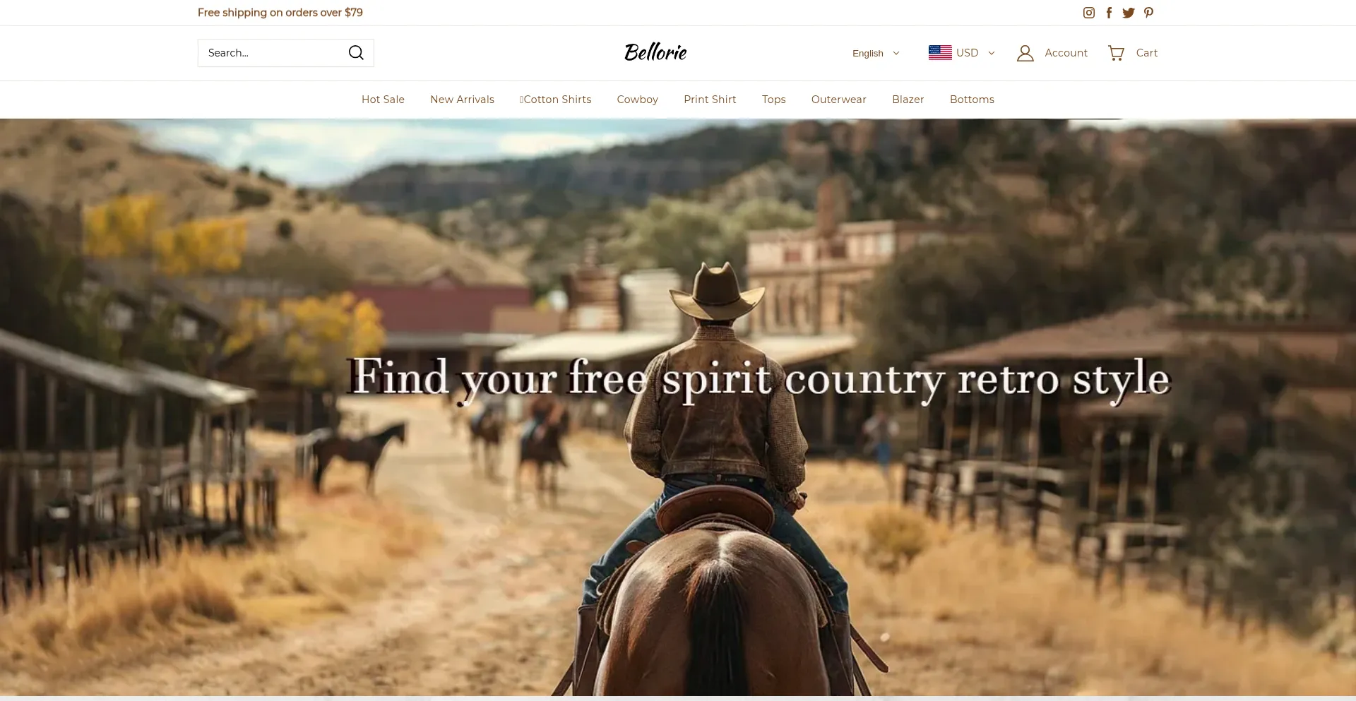 Website screenshot of Bellorie.com