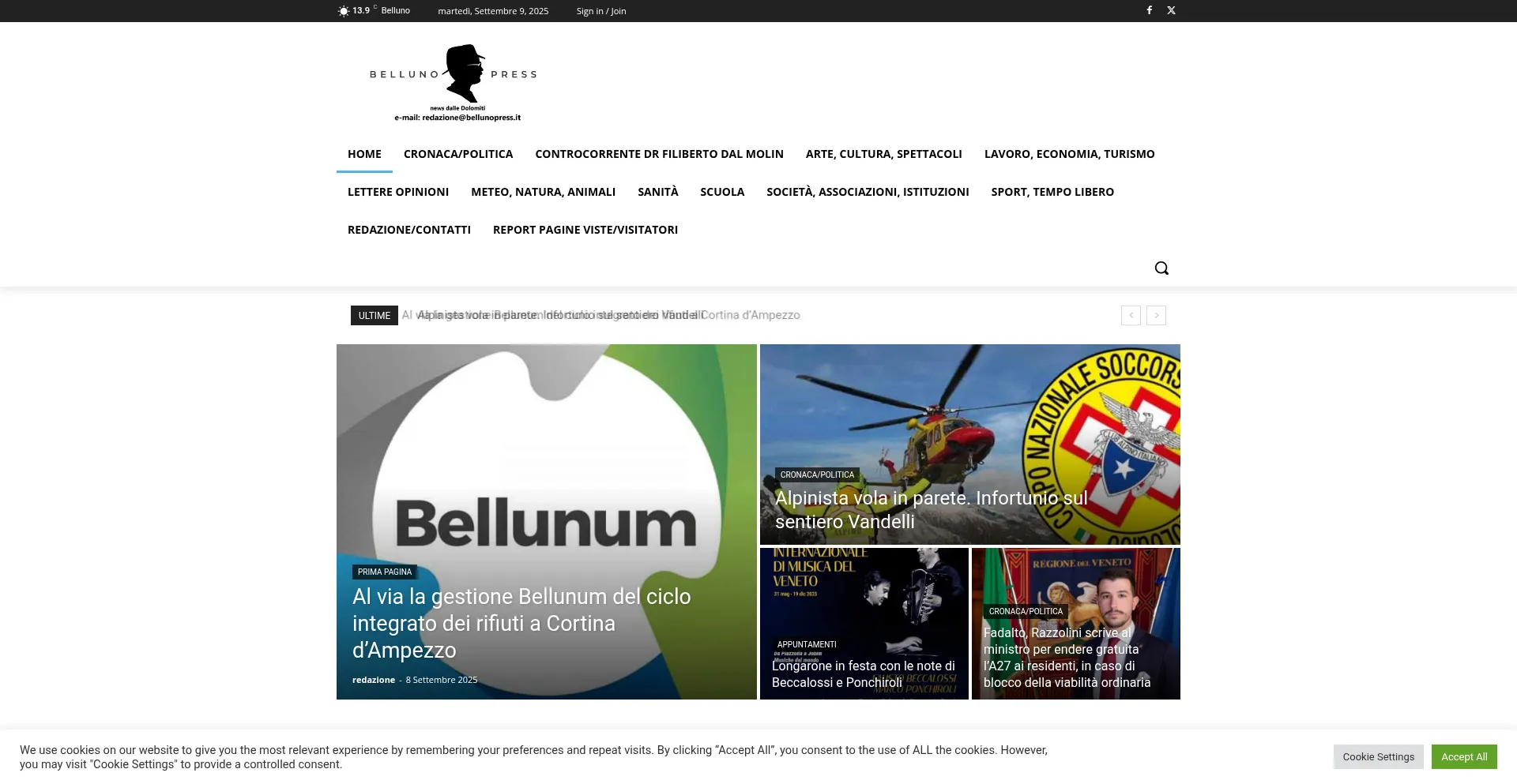 Website screenshot of Bellunopress.it