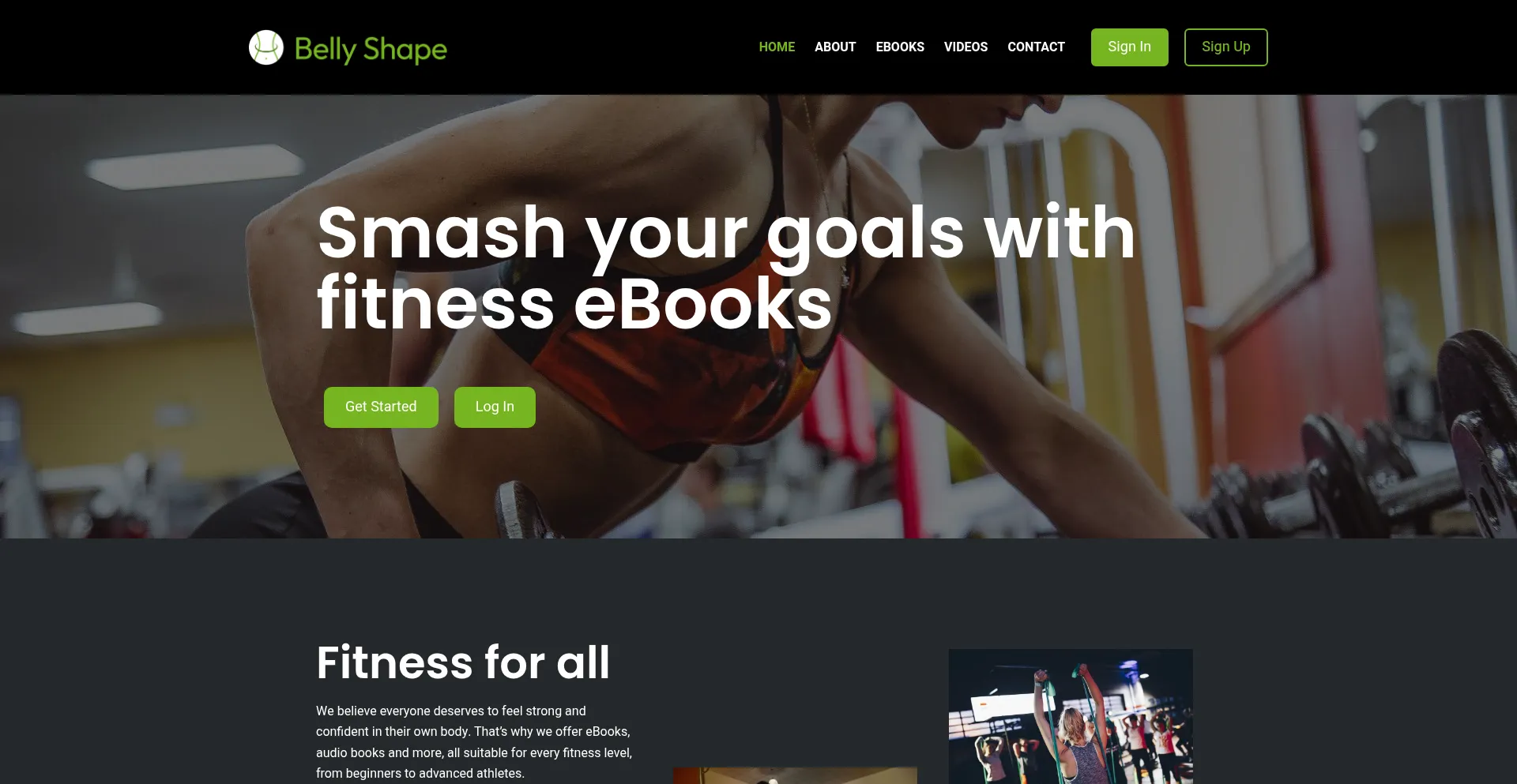 Website screenshot of Bellyshape.co
