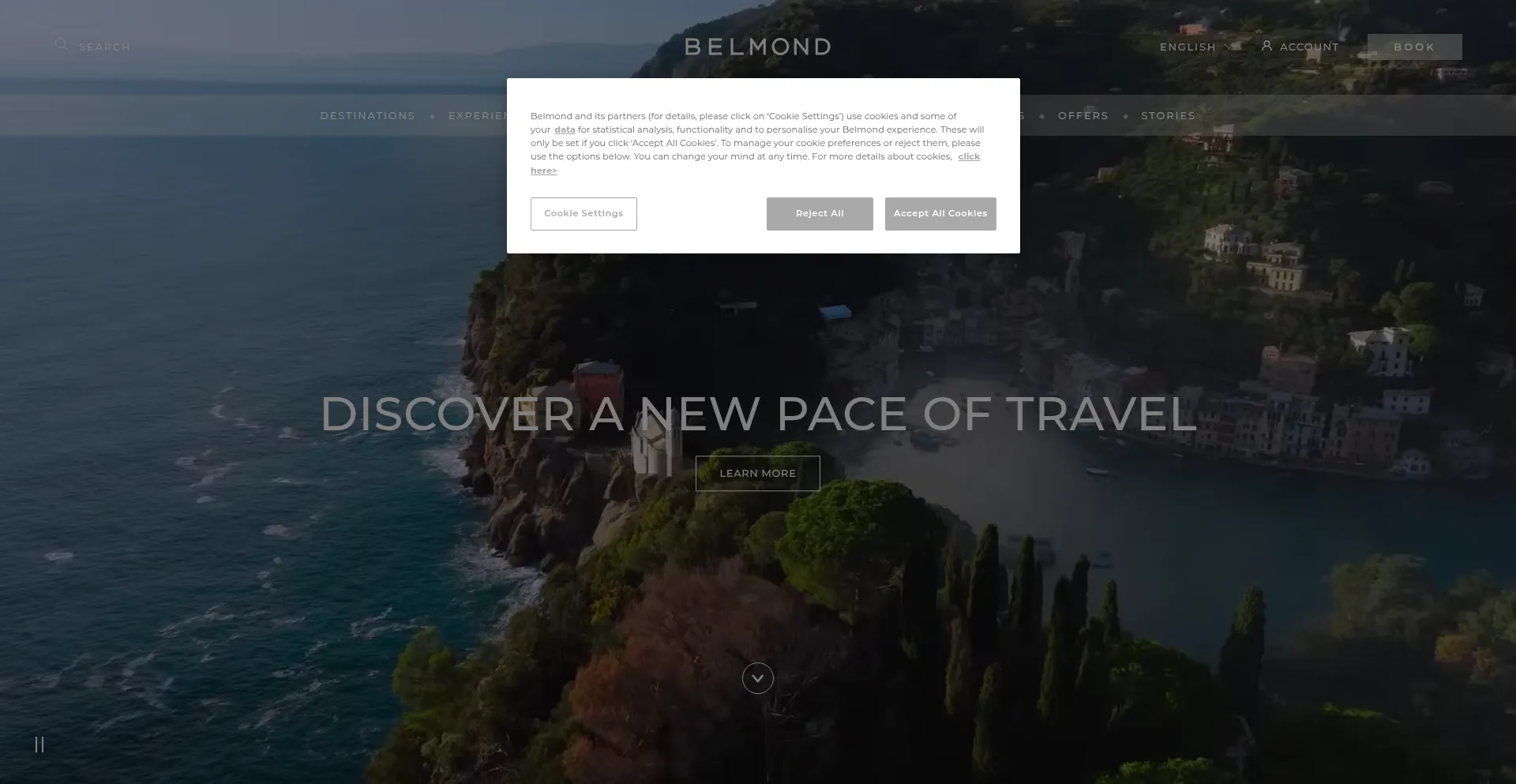 Website screenshot of Belmond.com