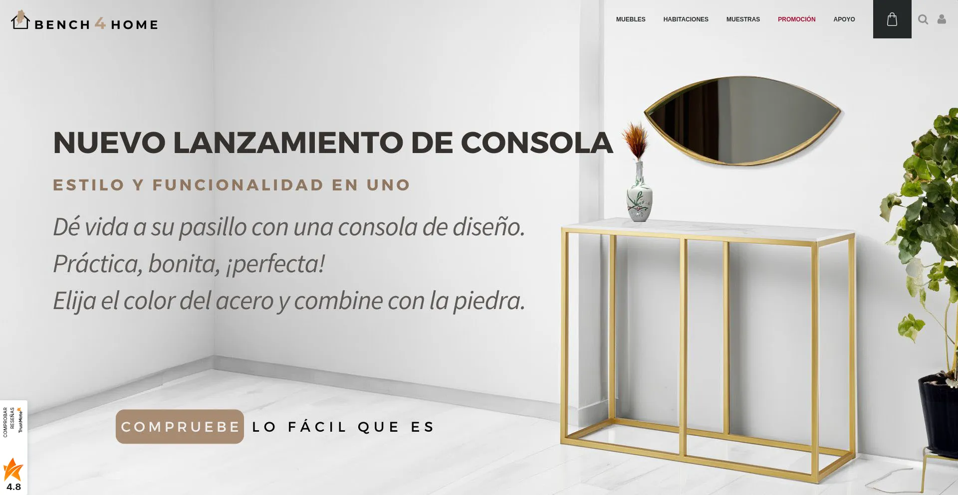 Website screenshot of Bench4home.es
