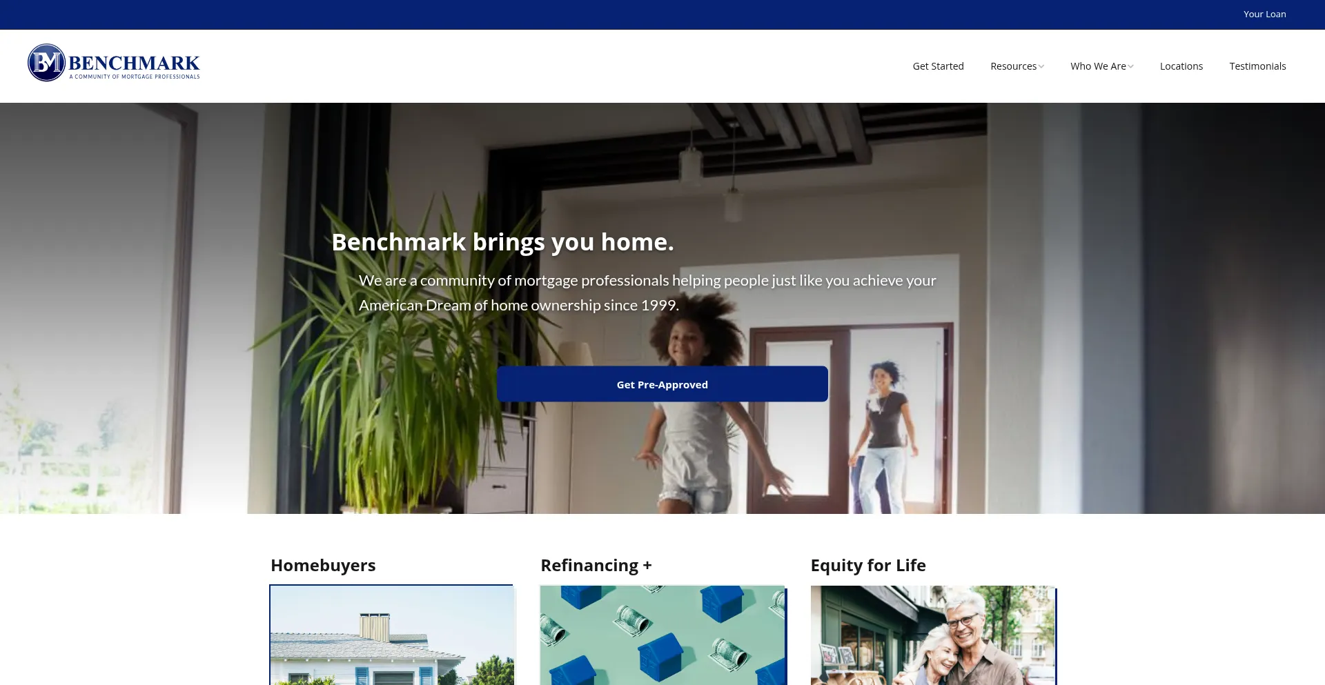 Website screenshot of Benchmark.us