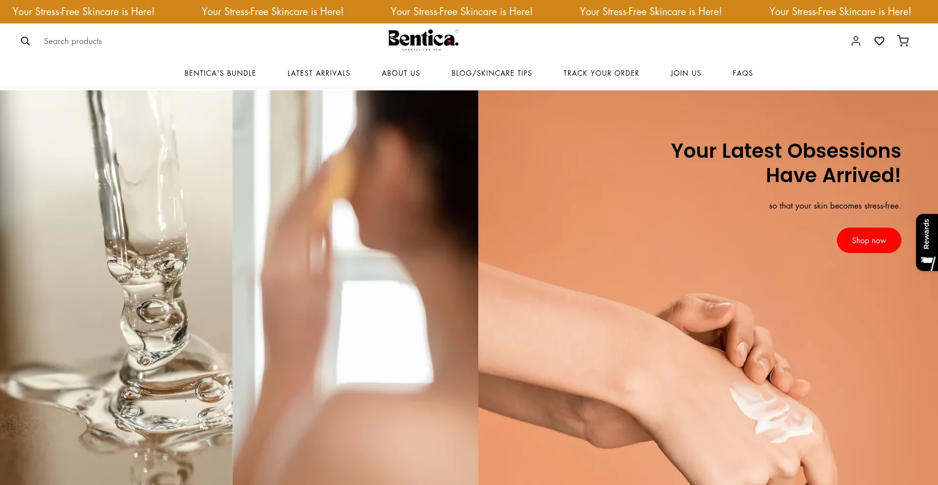 Website screenshot of Bentica.in
