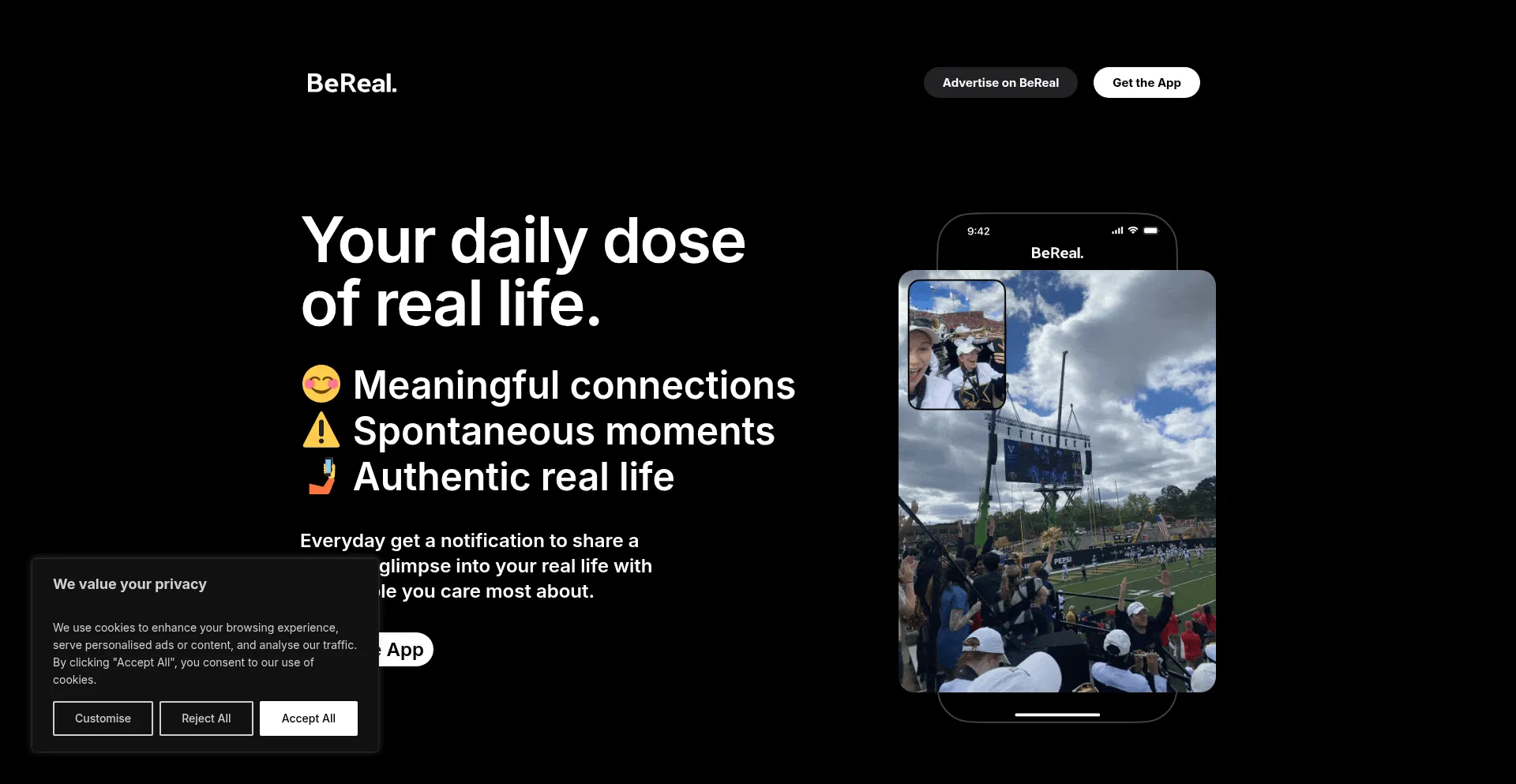 Website screenshot of Bereal.com