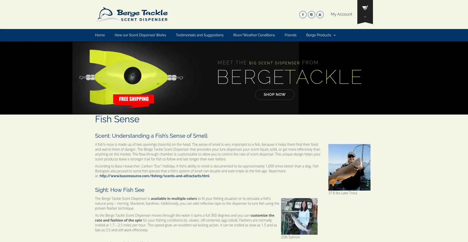 Website screenshot of Bergetackle.com