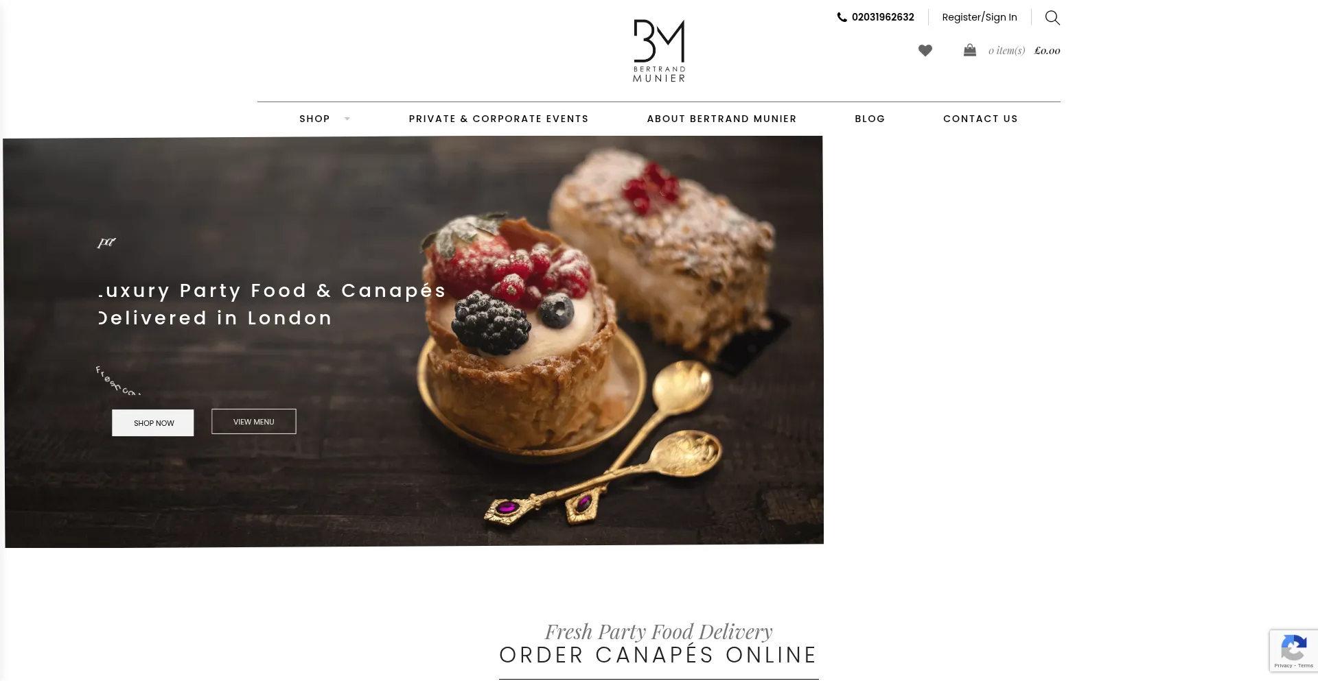 Website screenshot of Bertrandmunier.co.uk