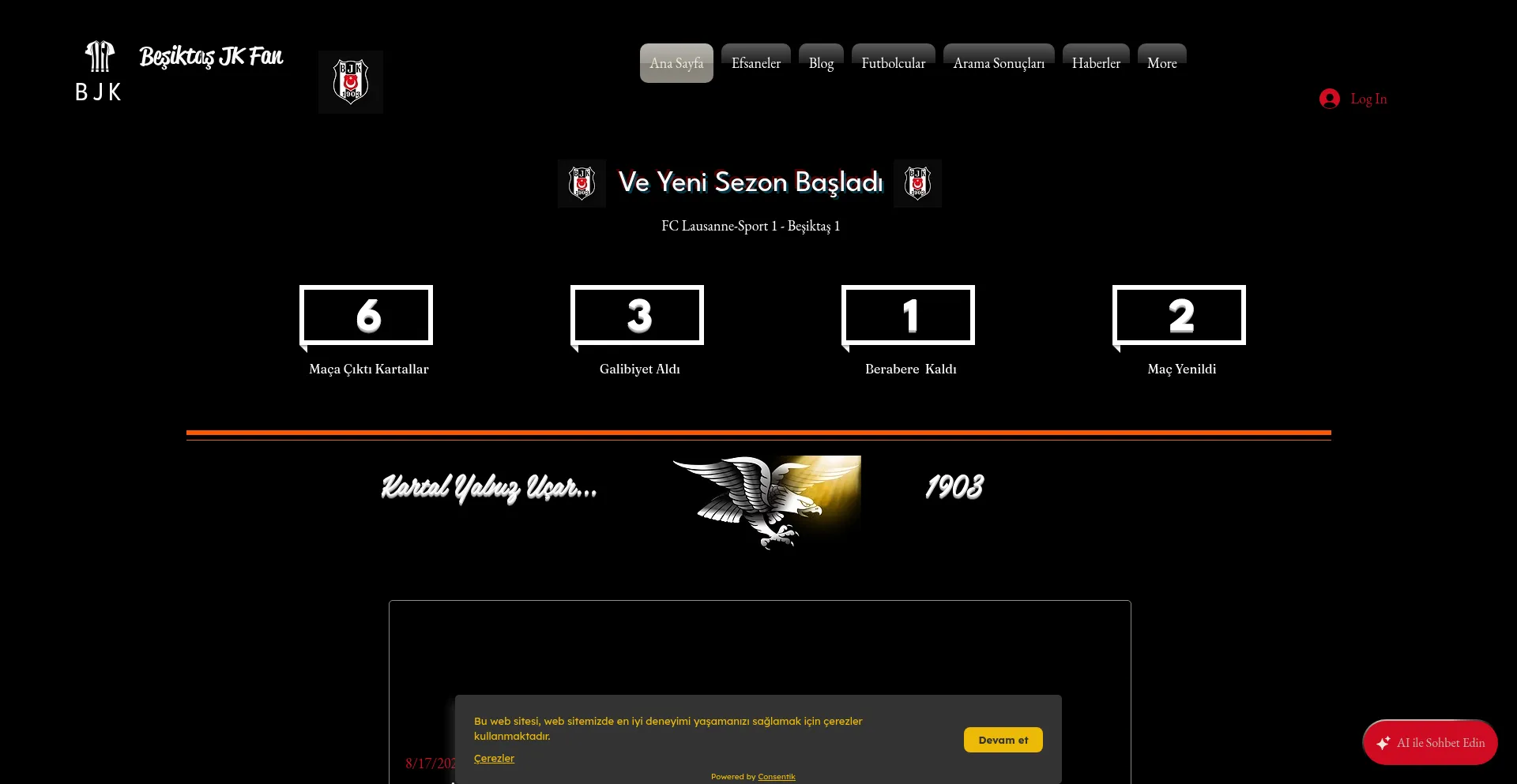 Website screenshot of Besiktaski.com