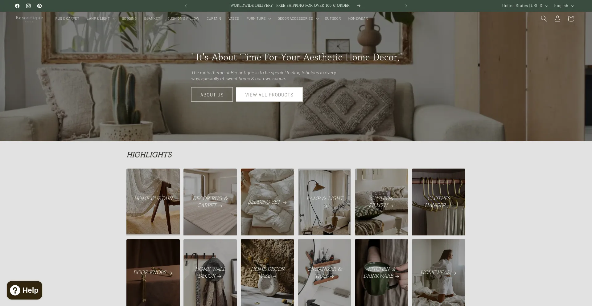 Website screenshot of Besontique.com