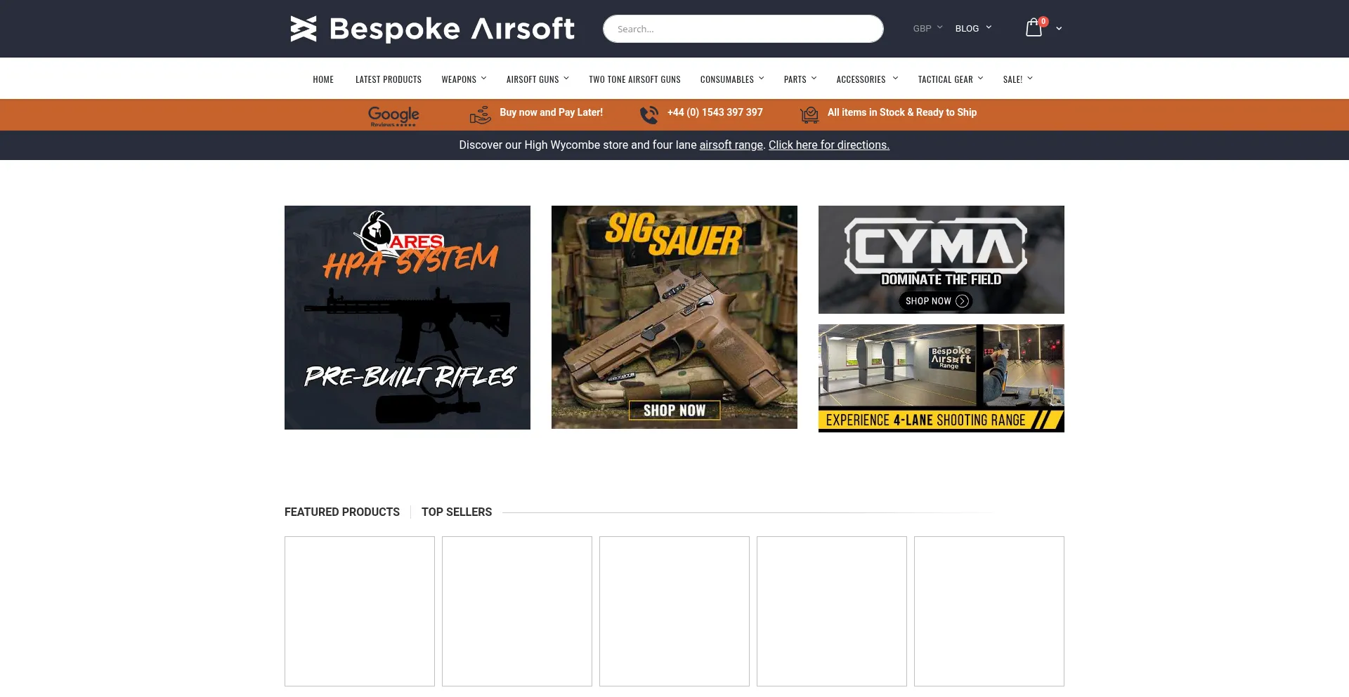 Website screenshot of Bespokeairsoft.co.uk