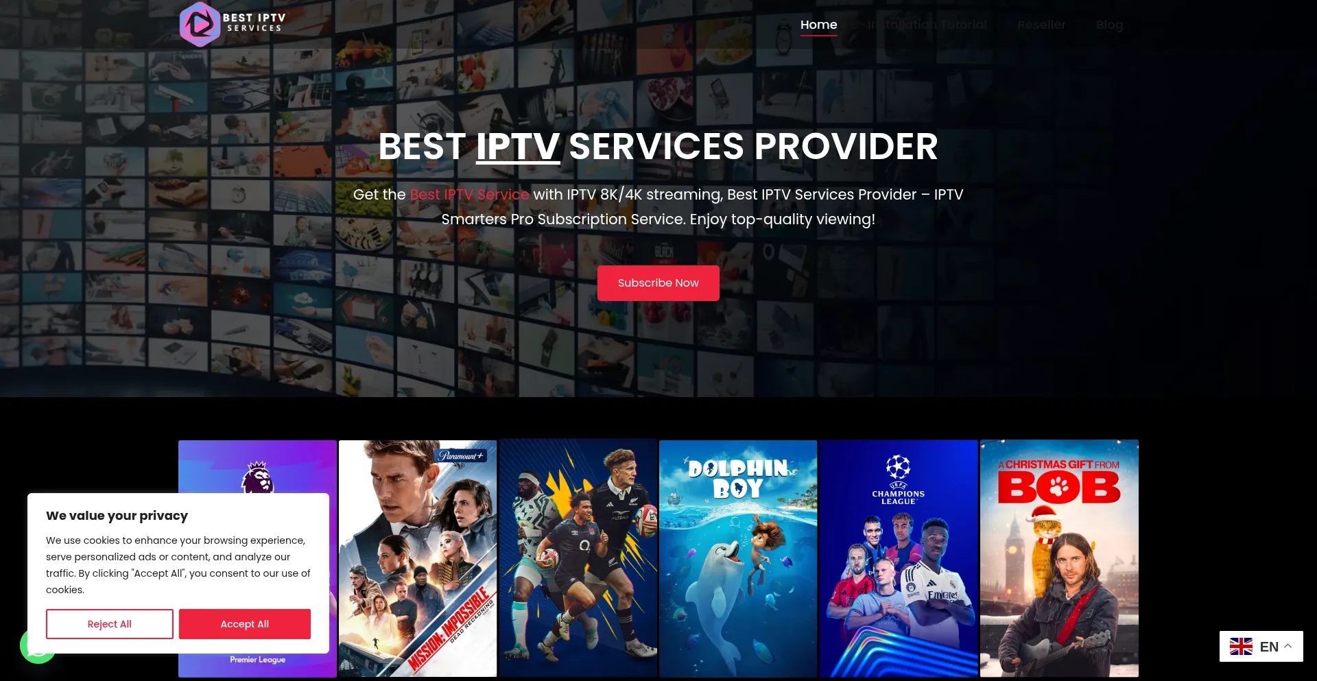 Website screenshot of Best-iptv.services