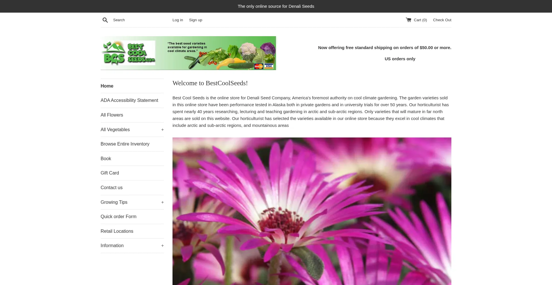 Website screenshot of Bestcoolseeds.com