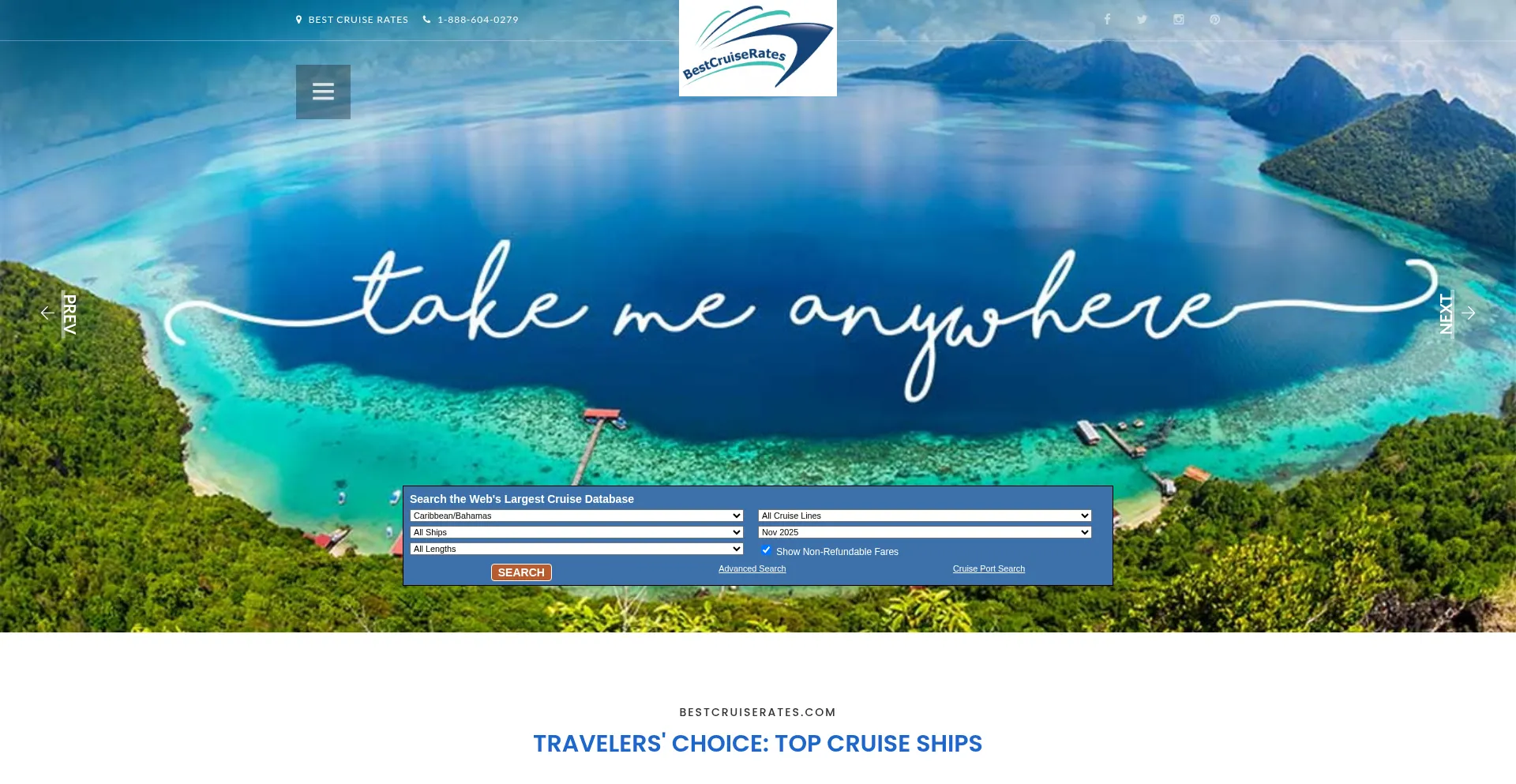 Website screenshot of Bestcruiserates.com